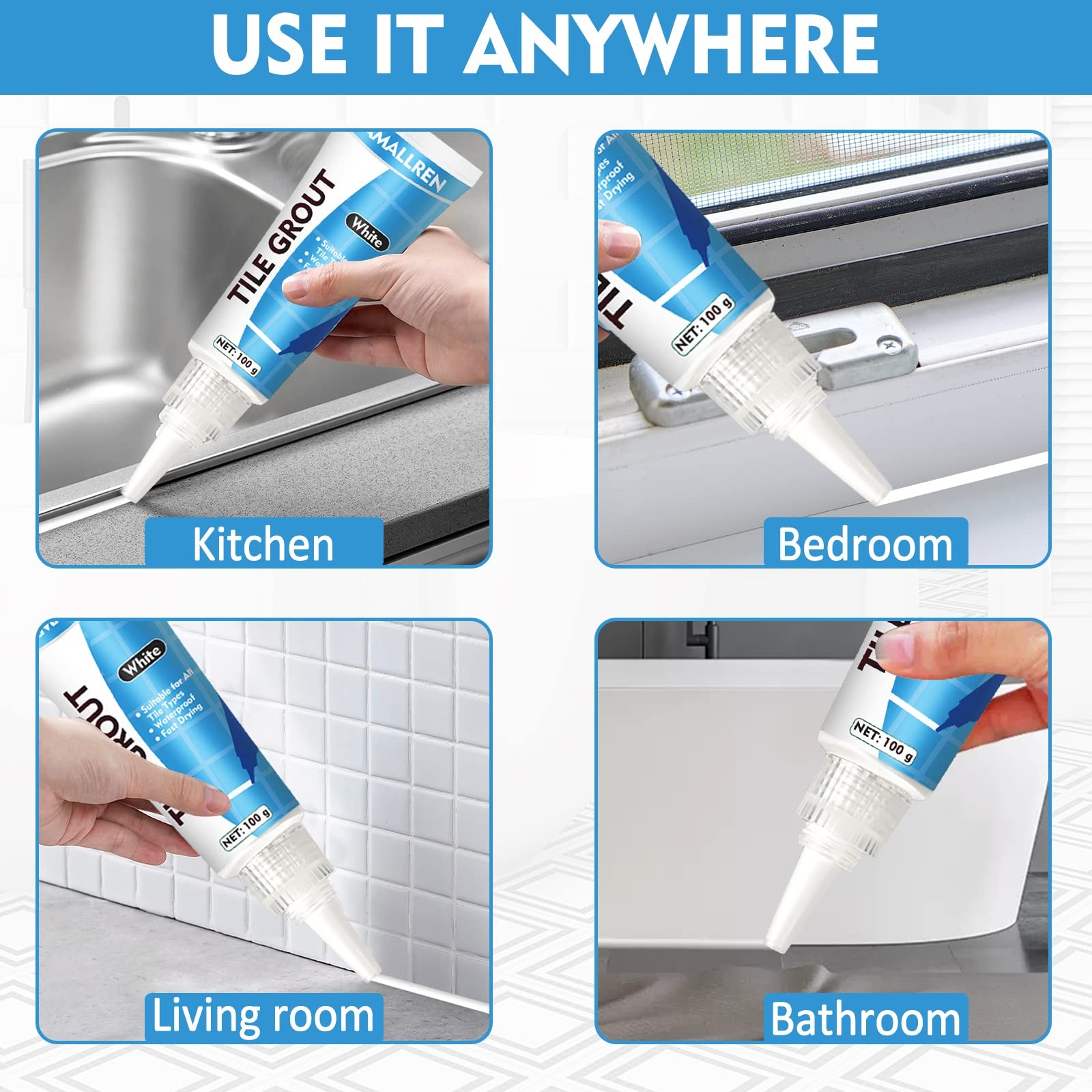 2 Pack Grout Paint Pen Kit Fast Drying Grout Filler And Sealer For Bathroom Kitc