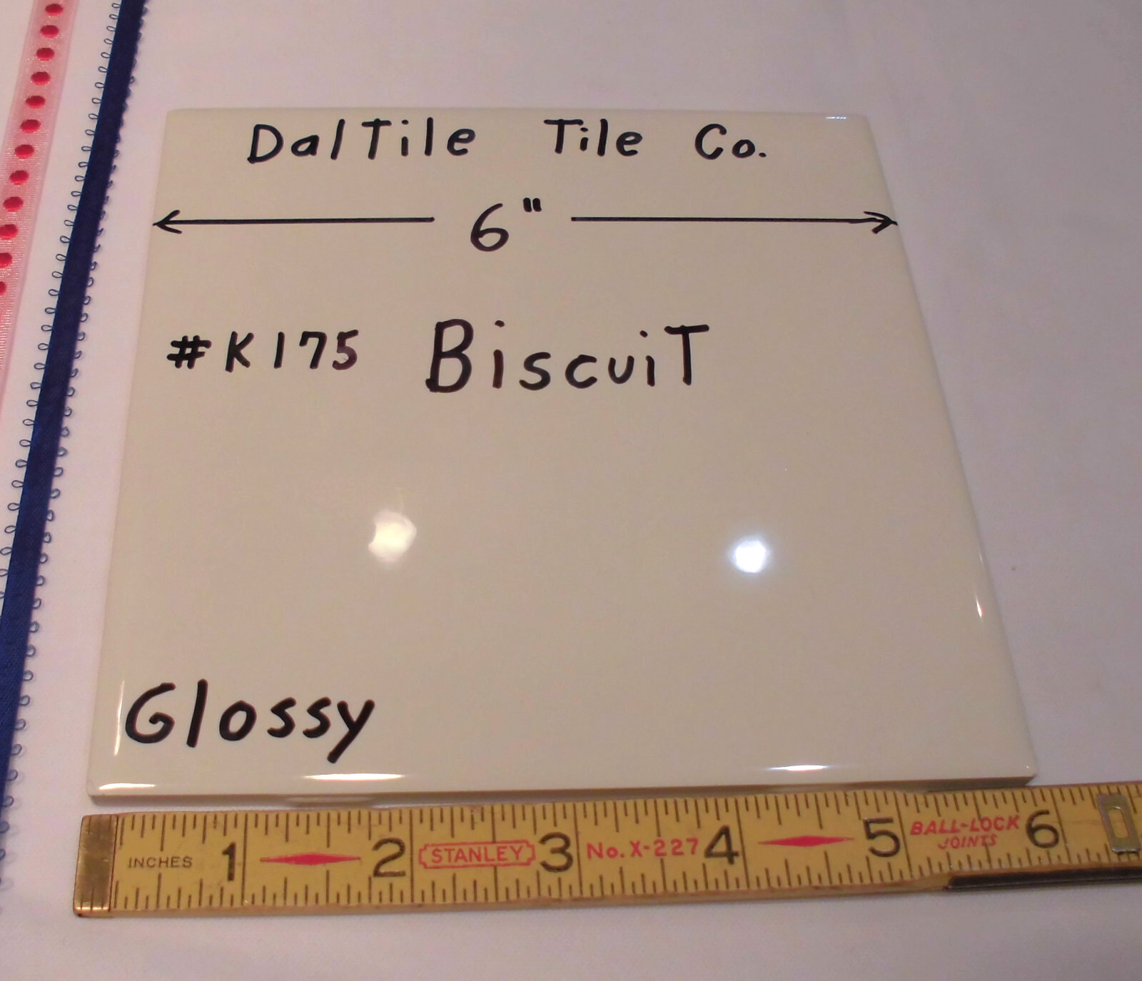 1 pc. Kohler Biscuit # K-175: 6″ X 6″ Gloss Ceramic Tile by Daltile Co. Mint