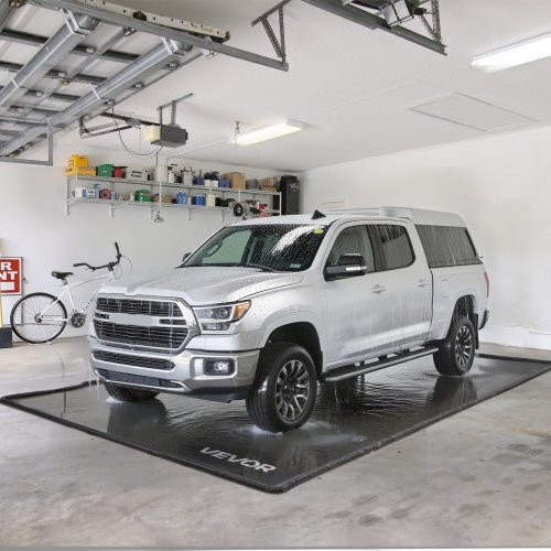 Containment Mat, 8 ft 6 in x 20 ft, Non-Slip PVC Garage Floor Mat with a Cleanin