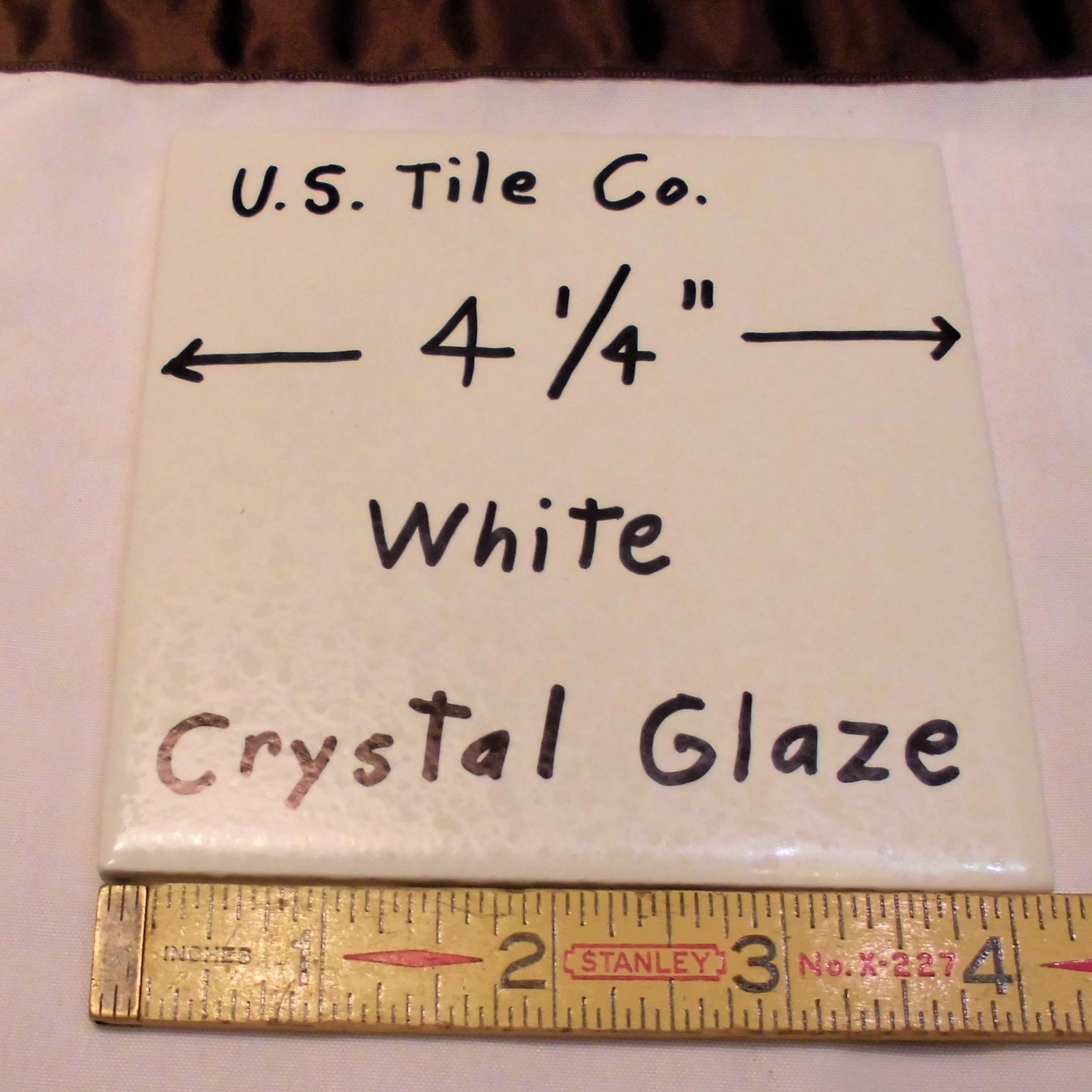 1 pc. *White* Ceramic Tile 4-1/4″ Crystal Glazed, Made in USA, New Old Stock