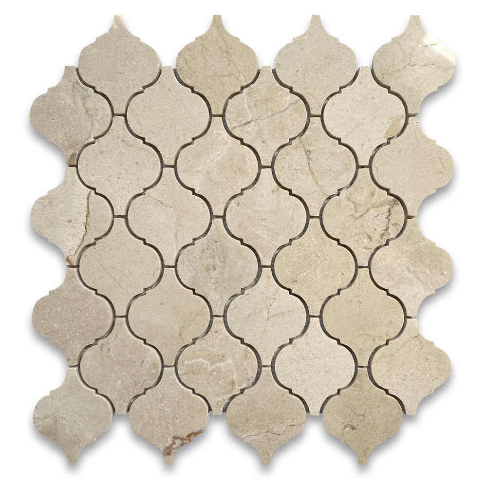 M892XP Crema Marfil Marble Medium Lantern Arabesque Mosaic Tile Polished