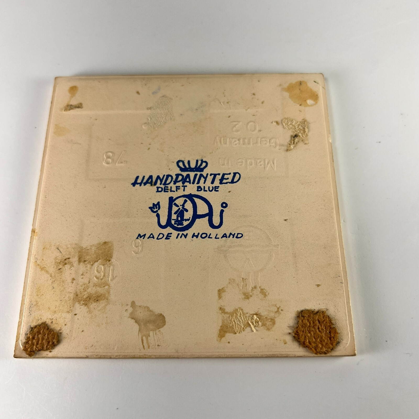 Vtg Villeroy & Boch Joa Tile Delft Blue Hand Painted Dutch Windmill