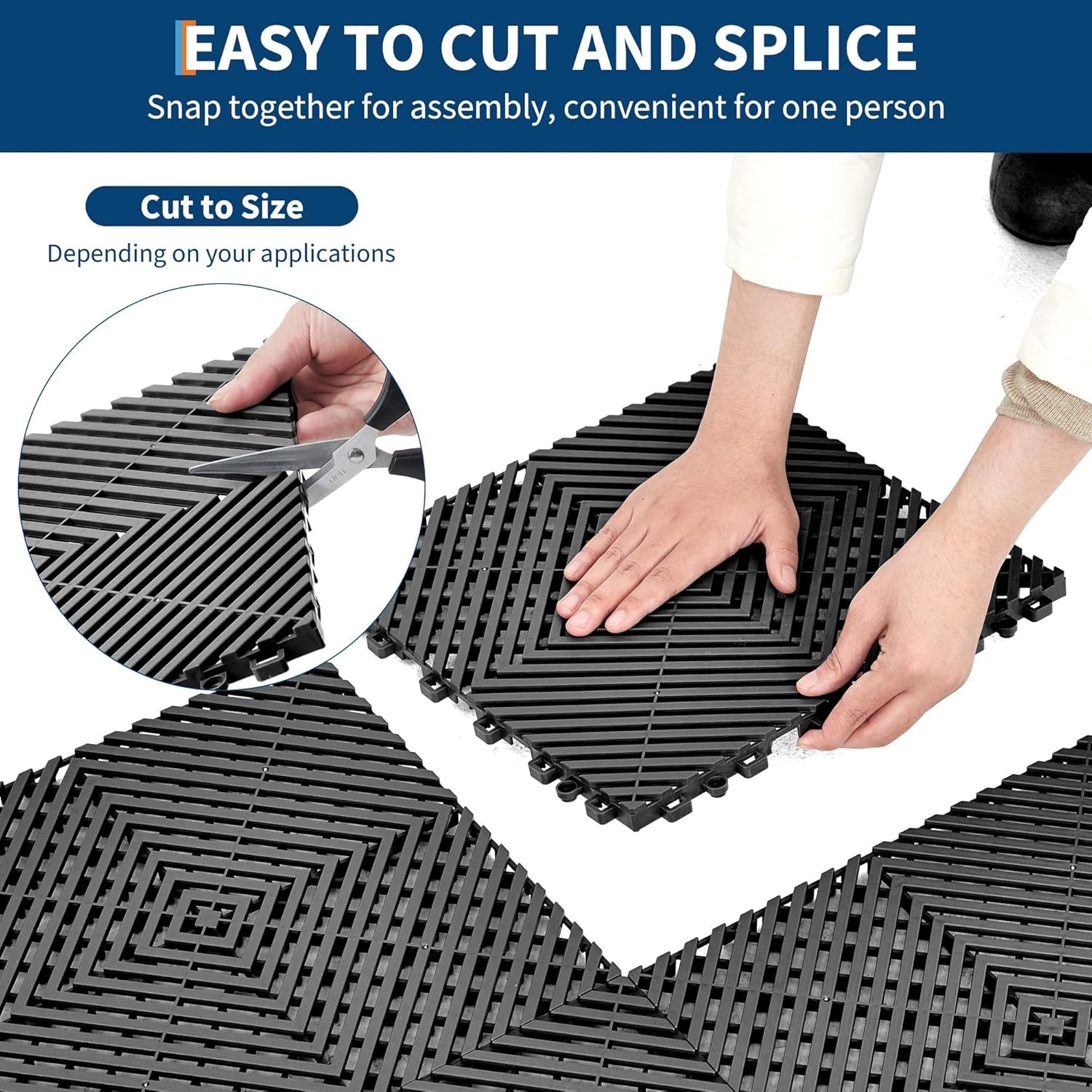 50PCS Interlocking Floor Tiles 12″x12″ Garage Modular Cushion Mat Drainage Tiles