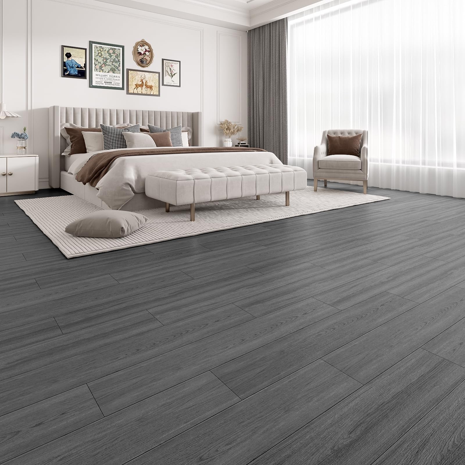 18 Sq. Ft Floor Tiles Peel and Stick Vinyl Floor 36 x 6 inch Luxury Self Adhe…