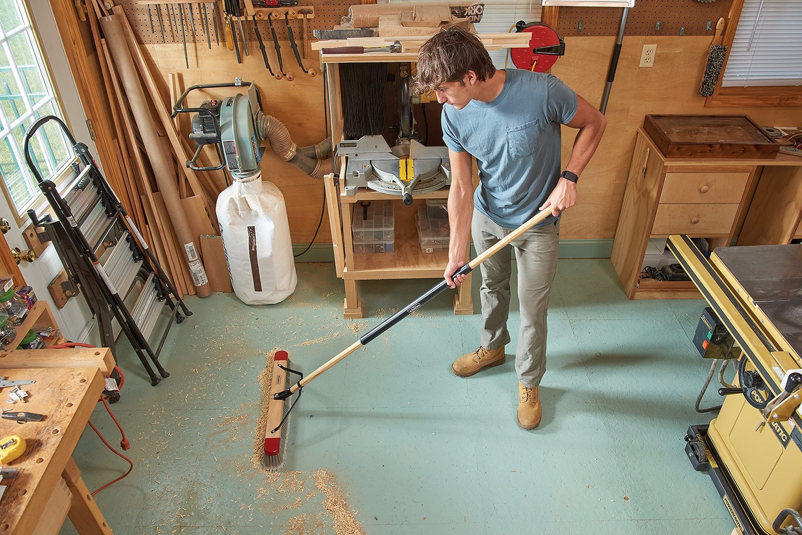 Harper 24 Inch Indoor Push Broom, Premium Heavy Duty Smooth-Surface Floor Cle…
