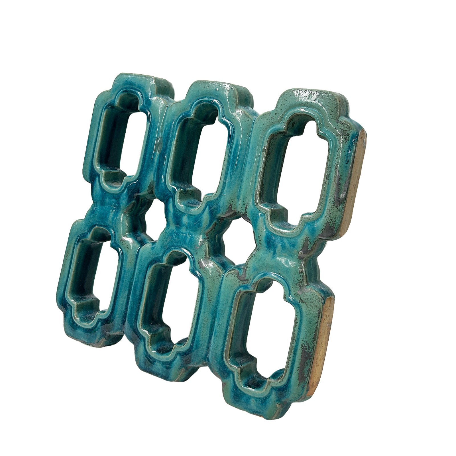 Chinese Rectangular Open Turquoise Mix Glaze Wall Floor Clay Tile GB224