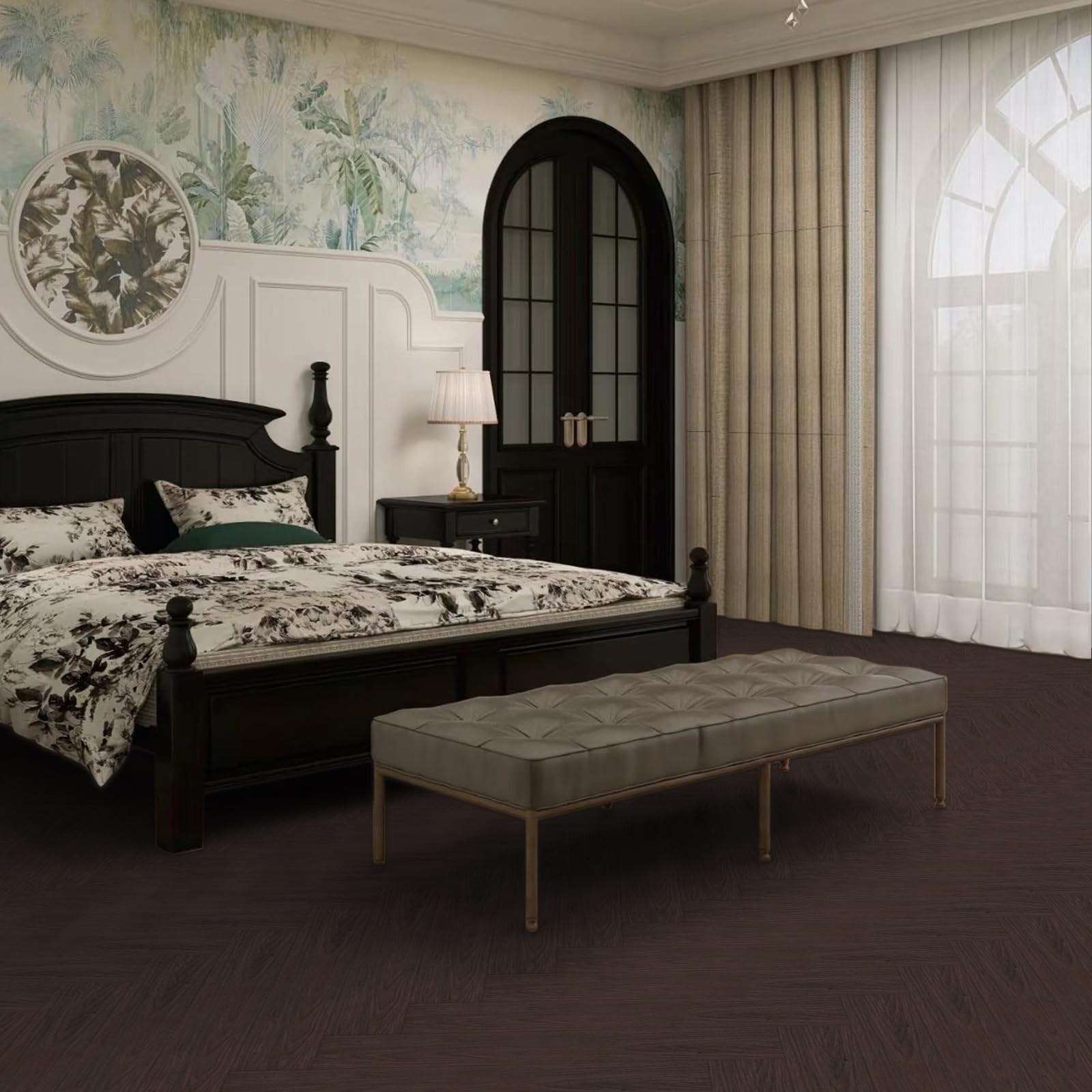 Elffloor Peel and Stick Flooring,Vinyl Flooring Waterproof,Wood Grain Look Se…