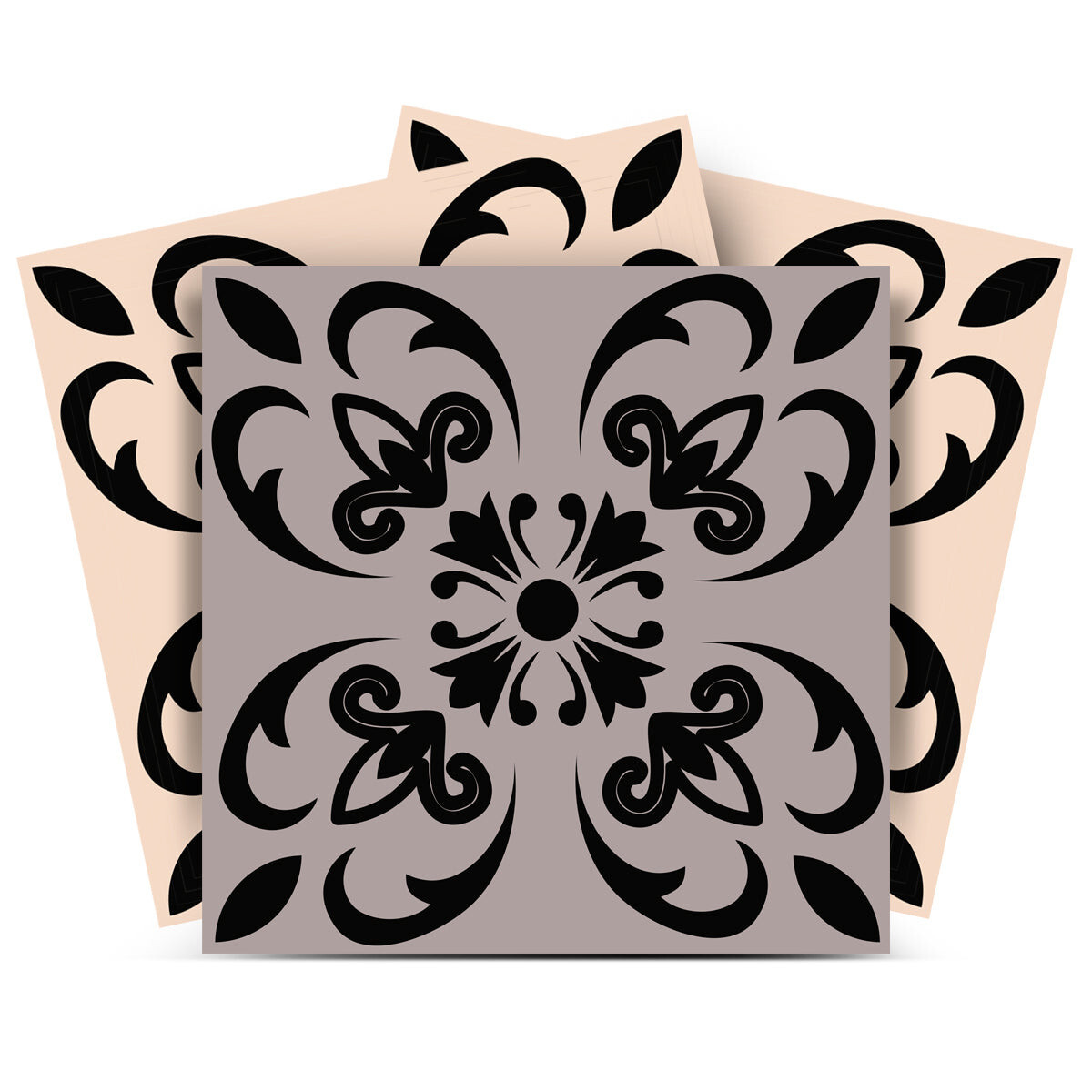 5″ X 5″ Light Grey And Cream Orchid Peel And Stick Removable Tiles