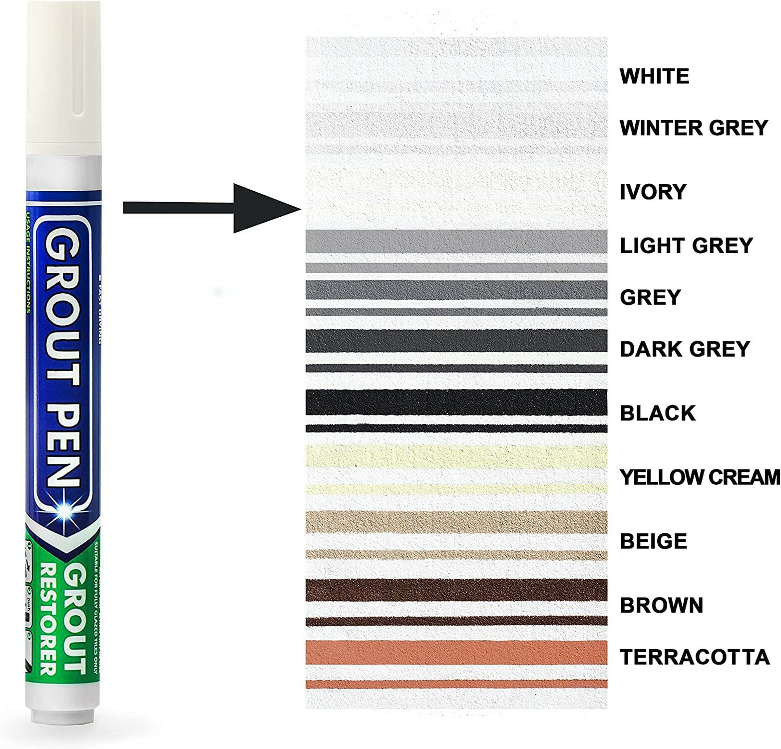 Grout Pen Ivory Tile Paint Marker: Waterproof Tile Grout Colorant w/ Extra Tips
