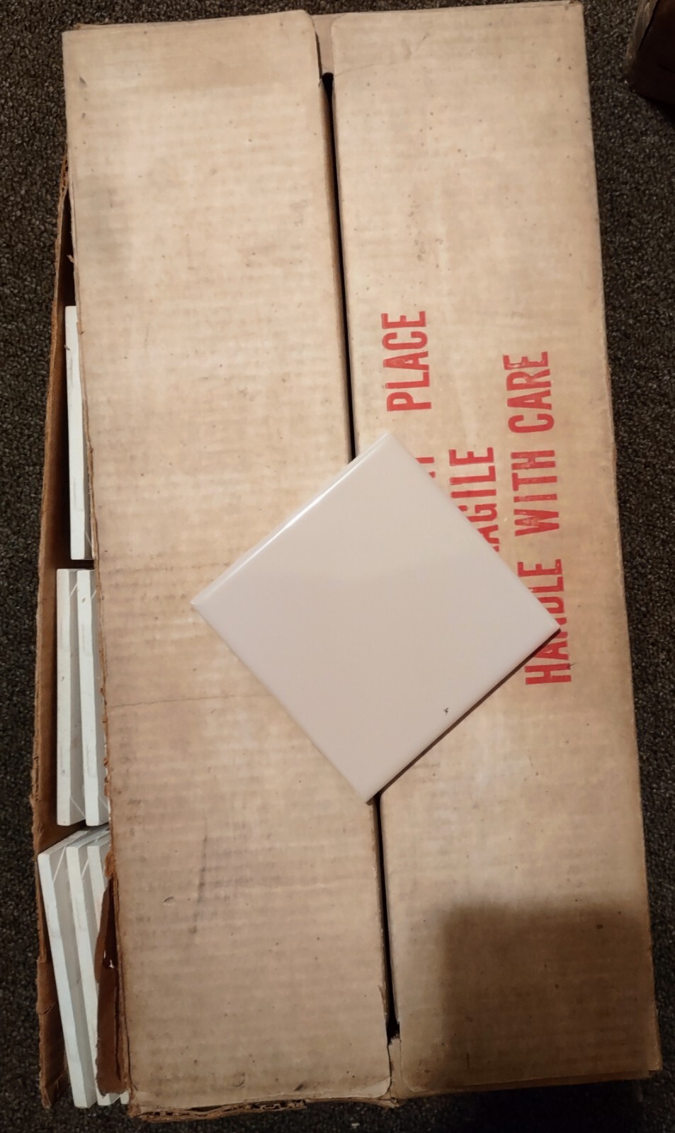 NOS 1962 MID-STATE Ceramic Tile 4 3/8″ square FAWN BEIGE 145 Mid-Century Modern