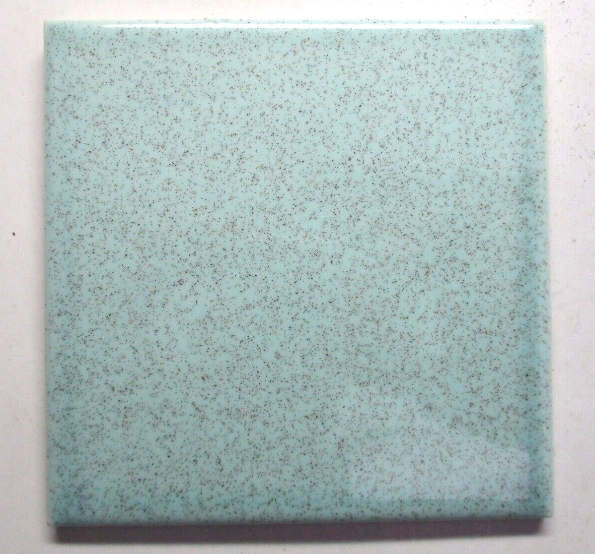 1 Wall Tile Atco USA 4-3/8″ Sq. Speckled Brown on Turquoise Ceramic 1950 Vintage