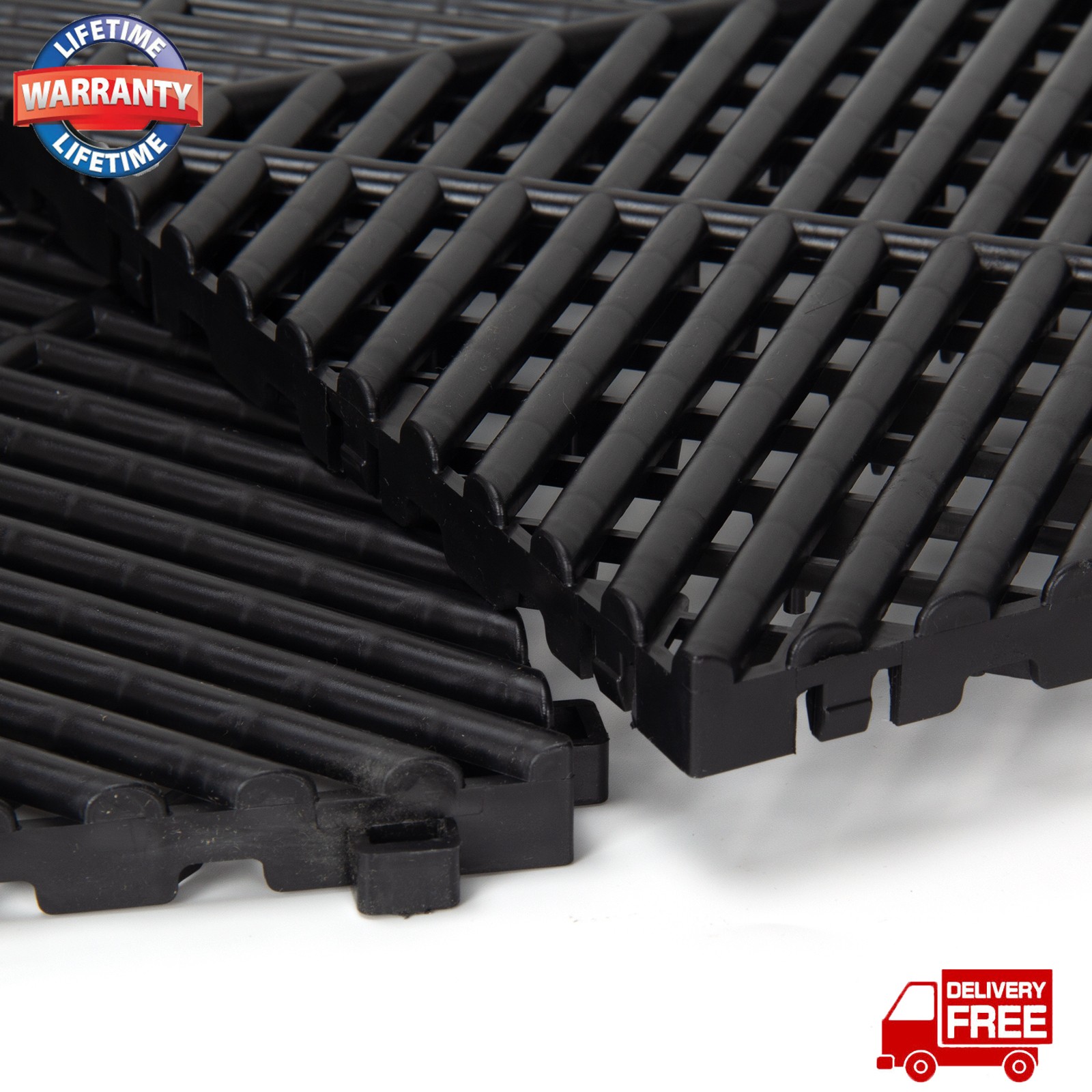 15.75” x 15.75” Interlocking Garage Floor Tiles 50Pcs Vented Water Drainage