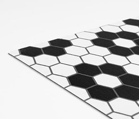 Floral Peel & Stick Floor Tiles, Black and White Geometric Water Resistant