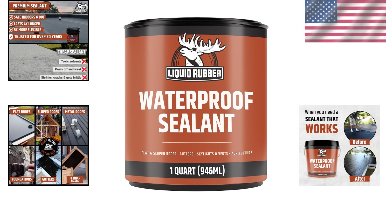 Flexible Waterproof Sealant – 1 Quart, Multi-Surface Protection for All Repairs