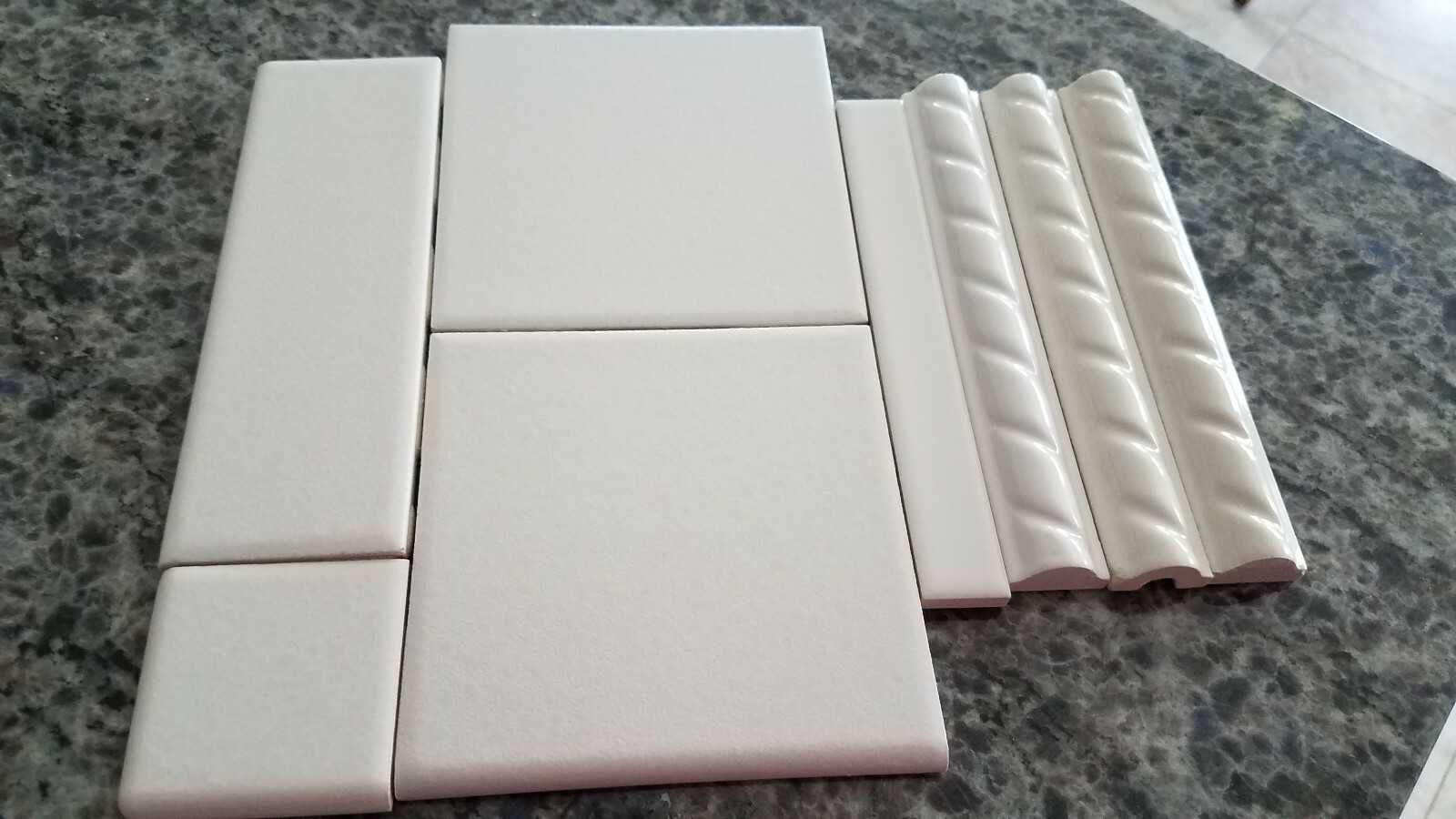 White Crystal Tone Border Surface Cap 2×6 in. Bath Tile Kitchen Shower Wall #516