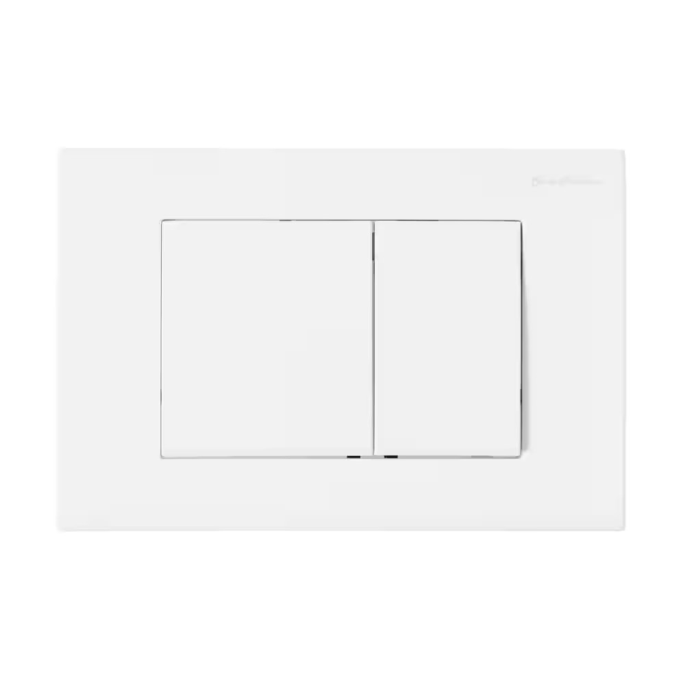 Wall Mount Dual Flush Actuator Plate with Square Push Buttons in Matte White
