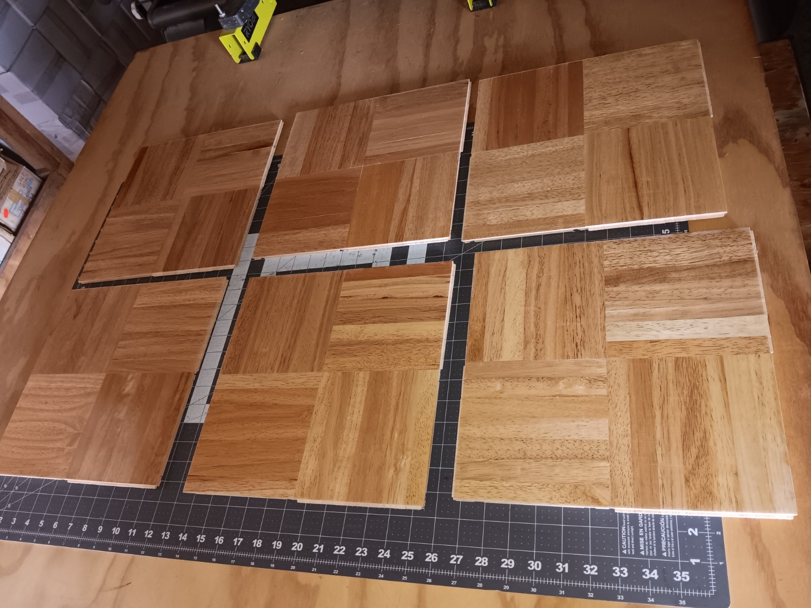 PARQUET FLOOR: 6 Sq Feet! 7-finger Parquet Solid Wood Floor Tiles 12″x12″x5/16