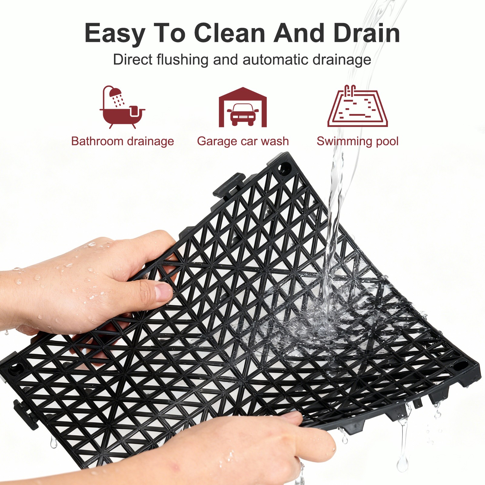 NAIZEA Interlocking Tile Drainage Tiles 12″x12″ Splicing Floor Tiles 24/36/50PCS