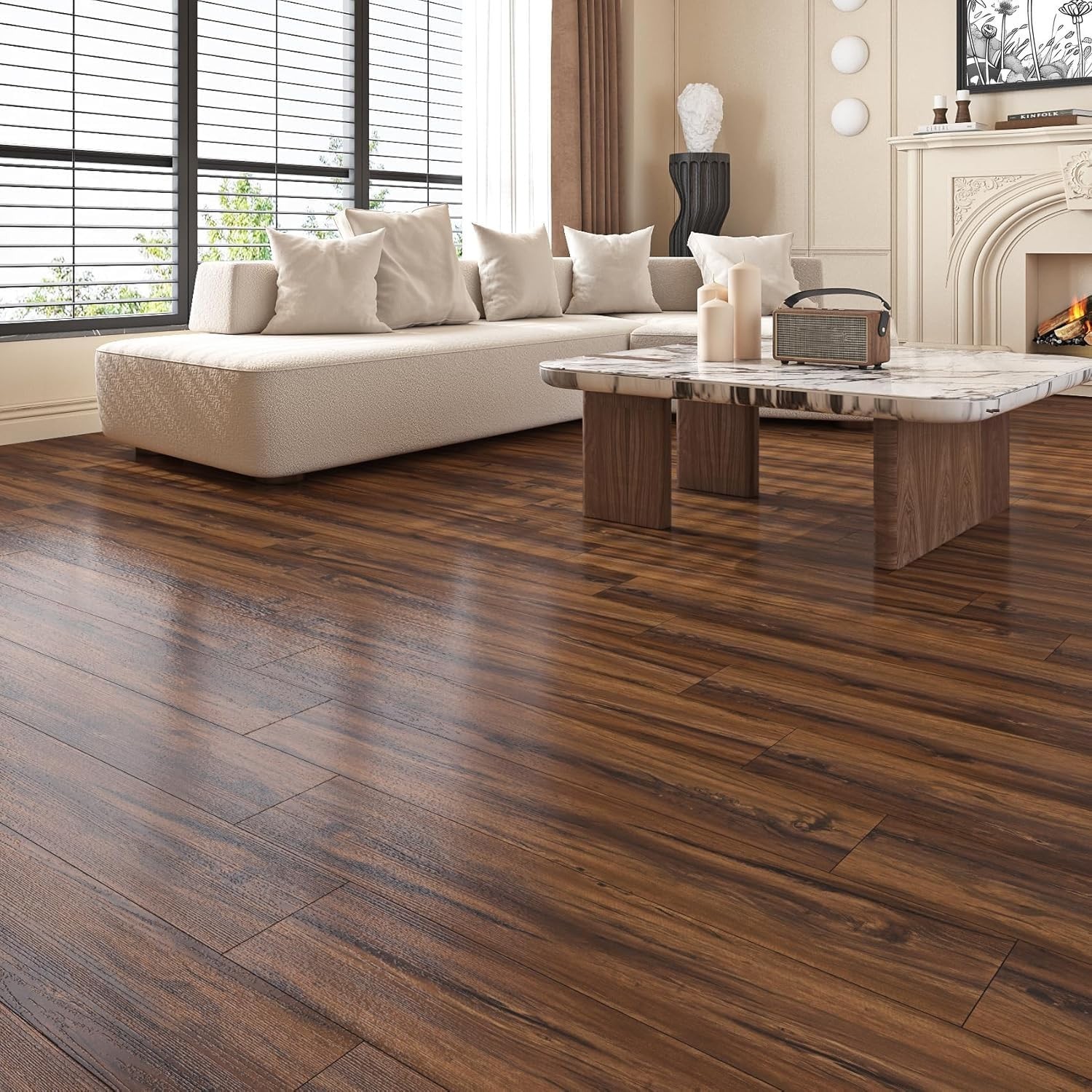 36-Pack Wood Vinyl Floor Tiles 6×36 Waterproof DIY Renter Friendly