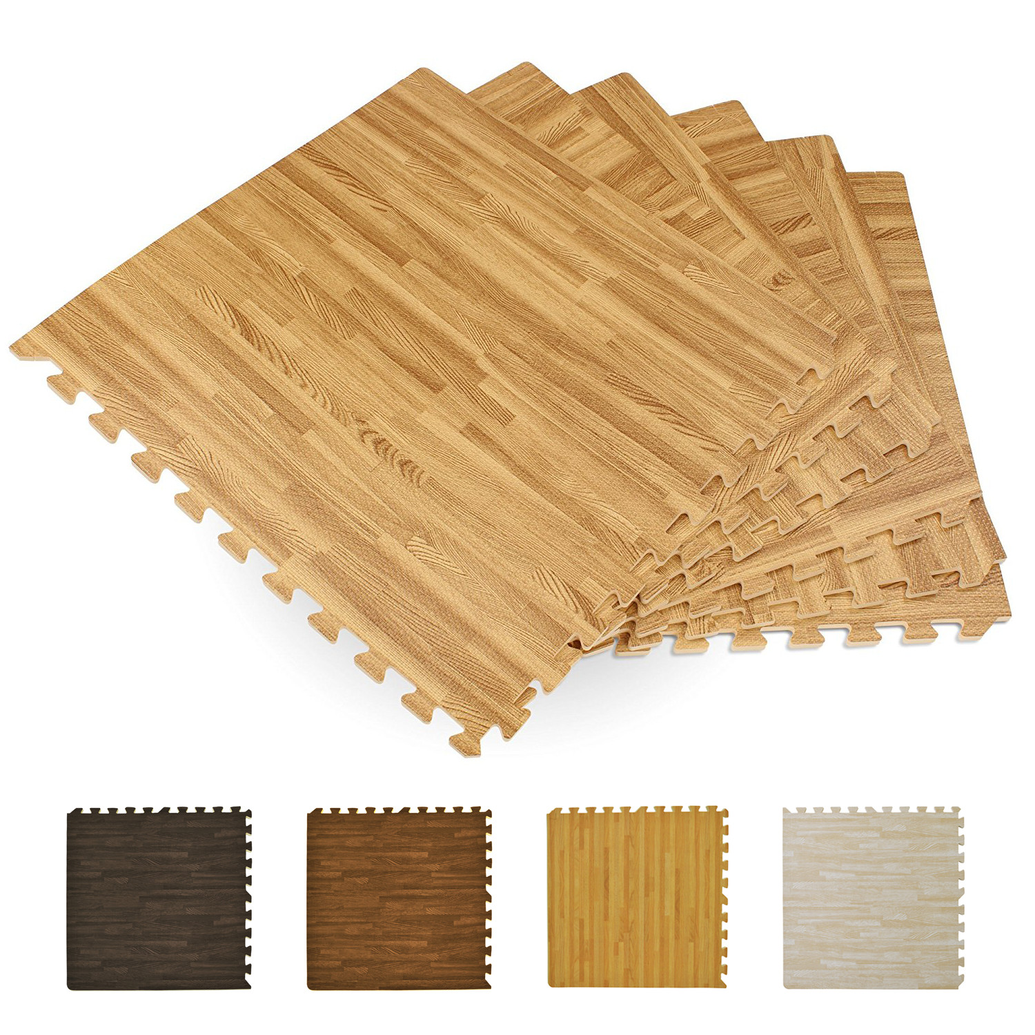 Printed Wood Grain Multi Interlocking Anti-Fatigue Puzzle Floor Foam Tiles Mats