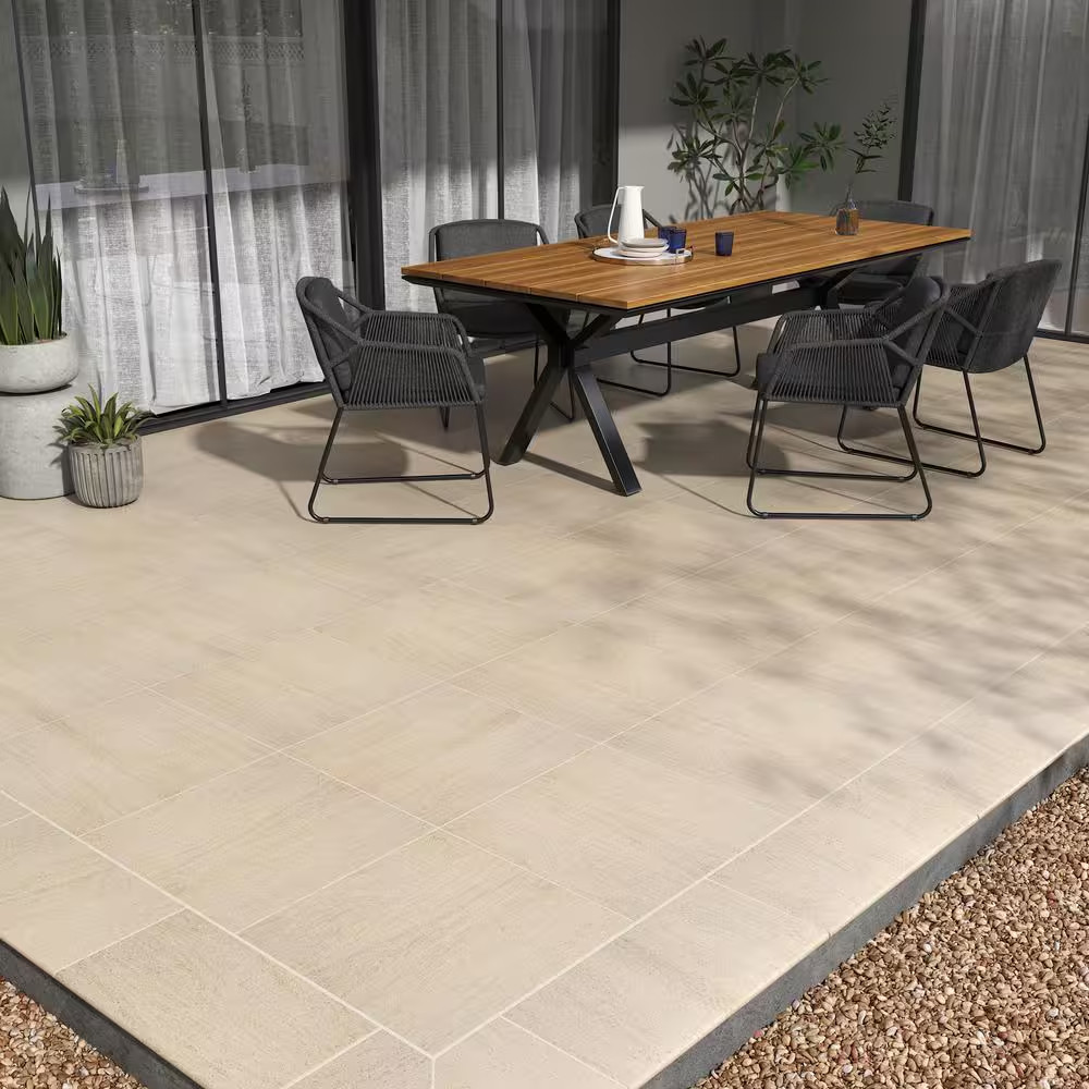 Living Style Beige 2 Cm. X 24 In. X 24 In. Matte Porcelain Stone Look Paver (8 S