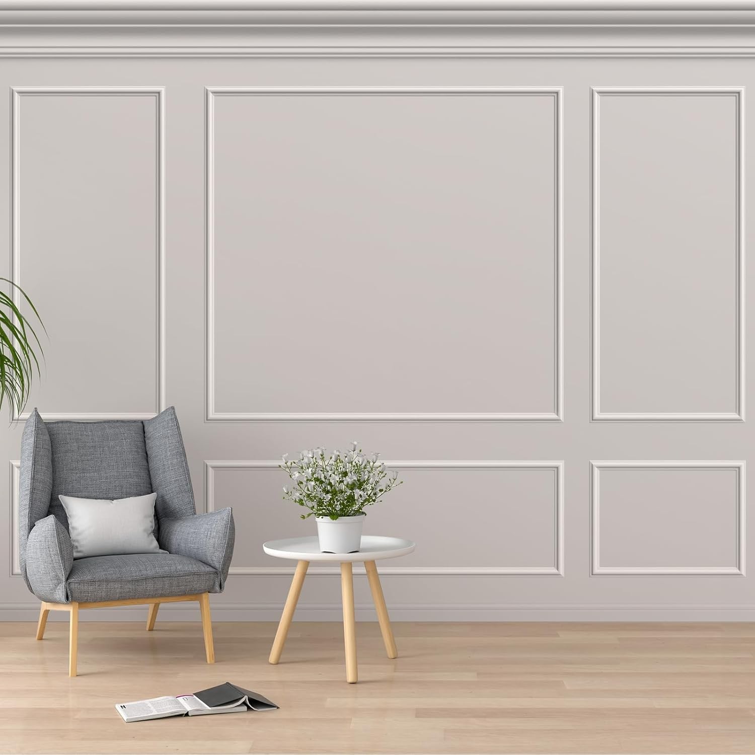 Peel & Stick Wall Molding Kit 3D Premade Wainscoting Wall Decor 31×63+72×63