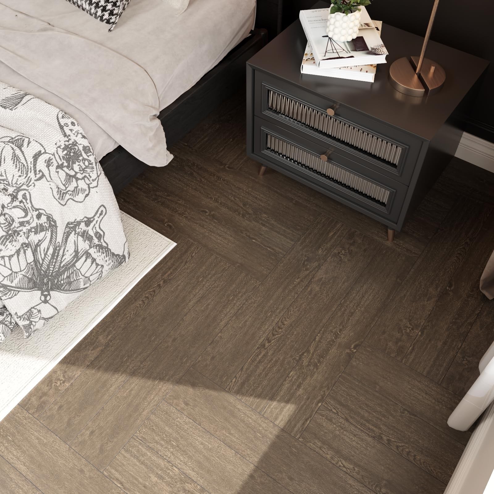54 Sq.Ft. Peel and Stick Vinyl Floor Tiles 36″ x 6″ Wood Look Planks, 36 Pack…