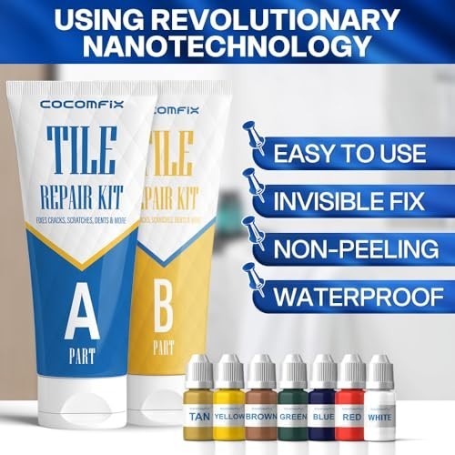 Tile Repair Kit for Chips & Cracks – Color Match, Strong Adhesion for Ceramic, P
