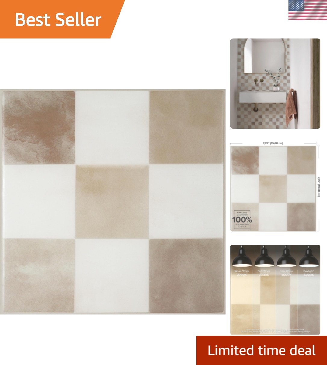 Stylish 3D Peel and Stick Backsplash Tiles – 5 Sheets, Easy to Clean & Maintain