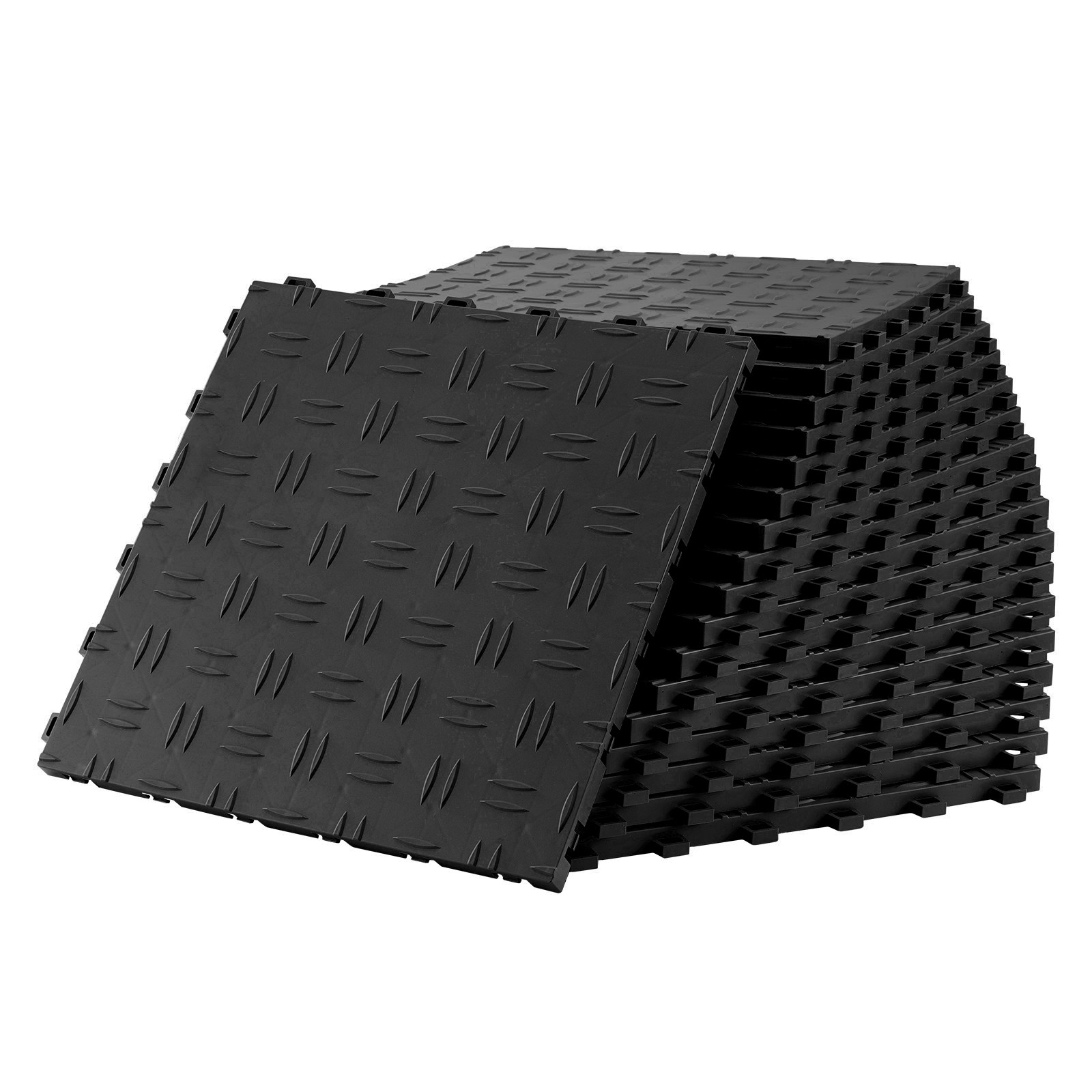 VEVOR Garage Floor Tiles Interlocking Flooring 12×12″ 50Pack Bulk 50 sq.ft Black