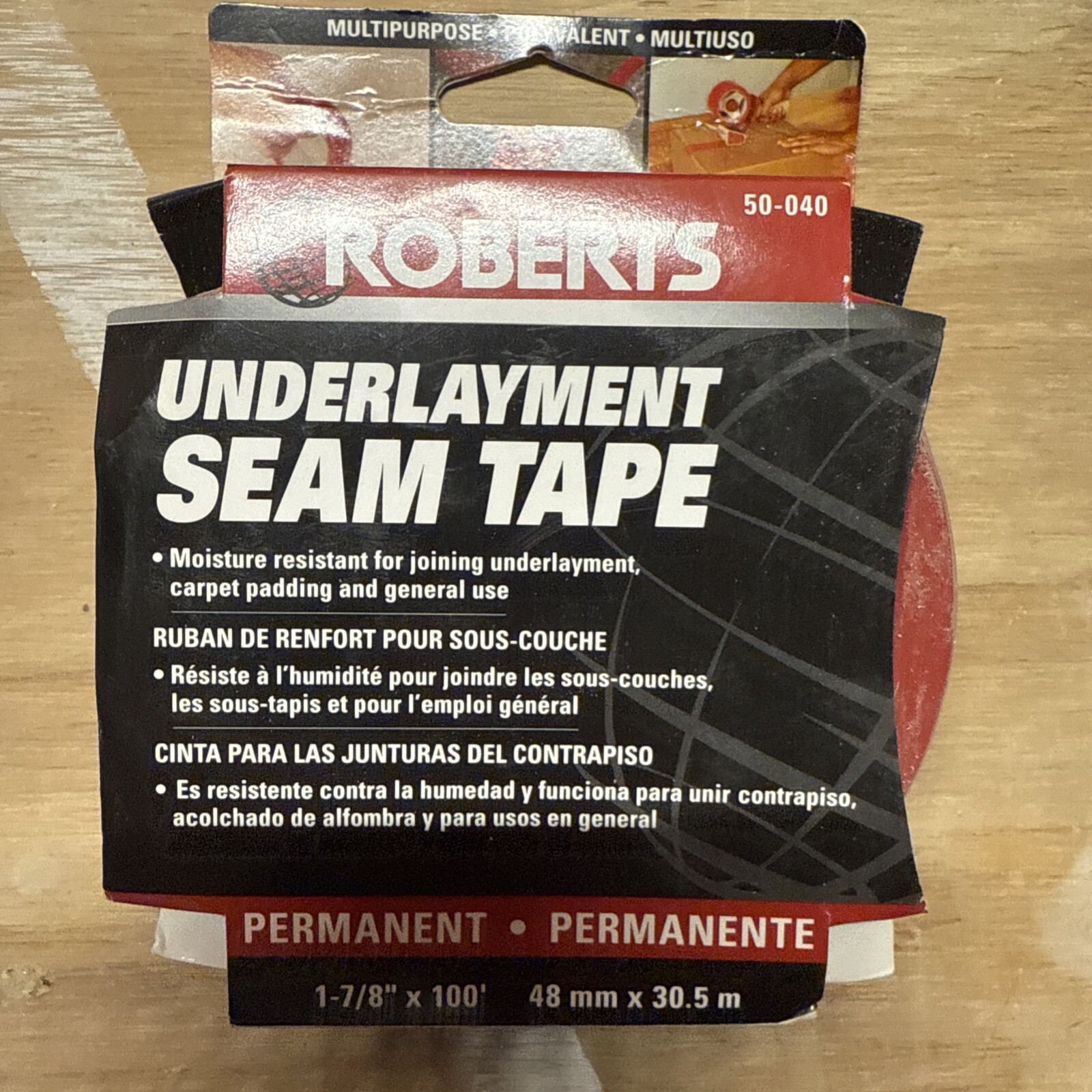 Roberts Underlayment Seam Tape Flooring Tool Roll Red 1-7/8″ x 100′ 50-040