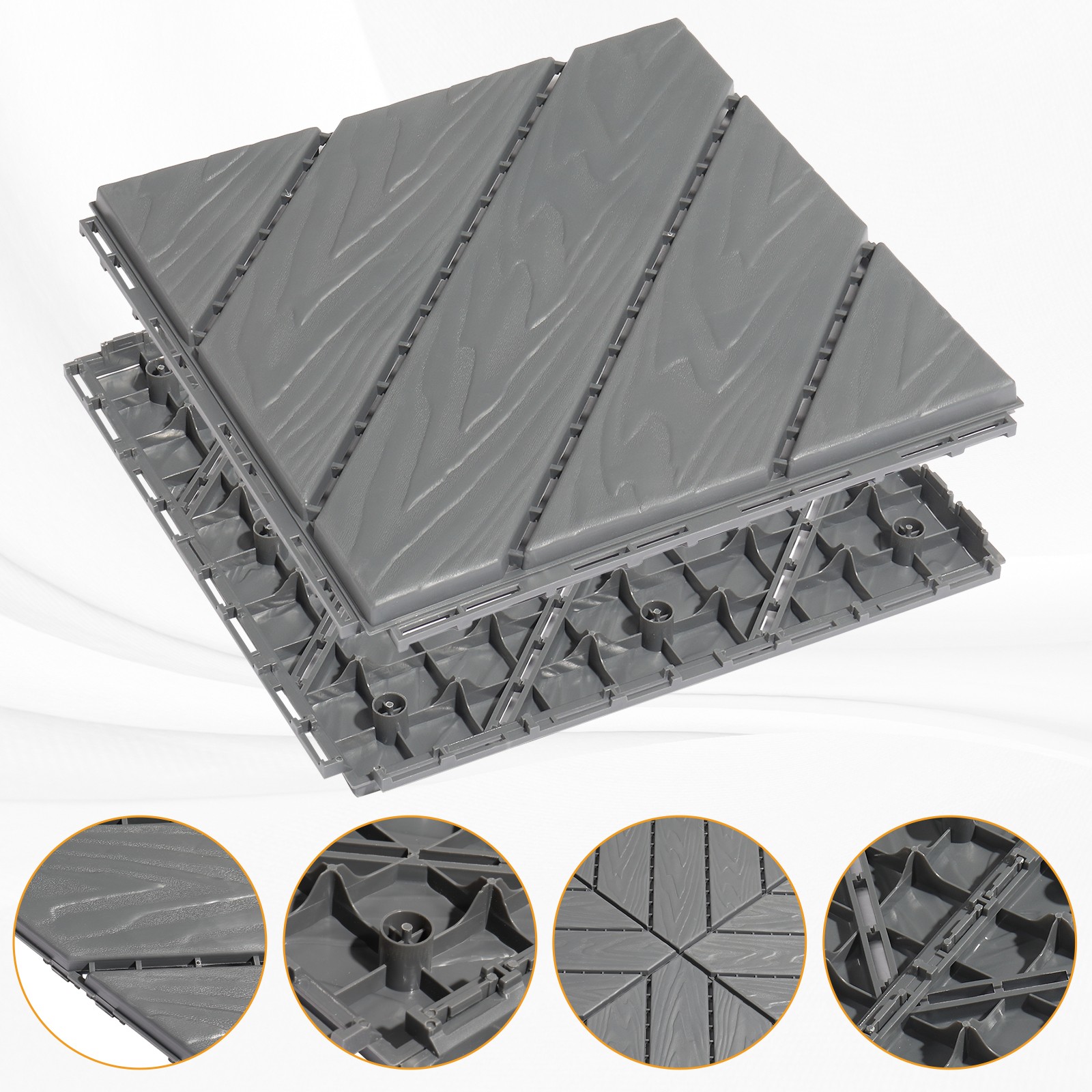 27 Pack Plastic Interlocking Deck Tiles Indoor Outdoor Patio Flooring 12″x12″