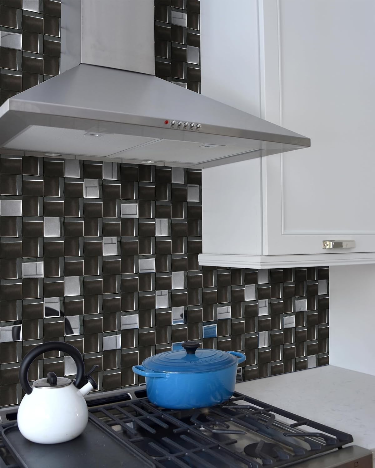 5 Sheets Wall Backsplash Tile, Metal 3D Wall Backsplash Mosaic Tile Sheets