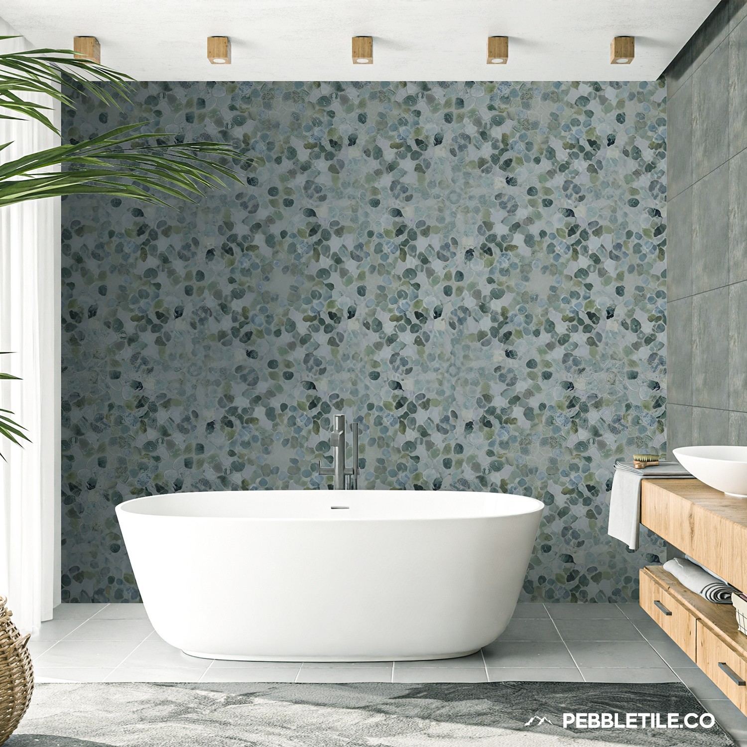 Ocean Green Sliced Pebble Mosaic Wall & Floor Tile ($14.57/SqFt)