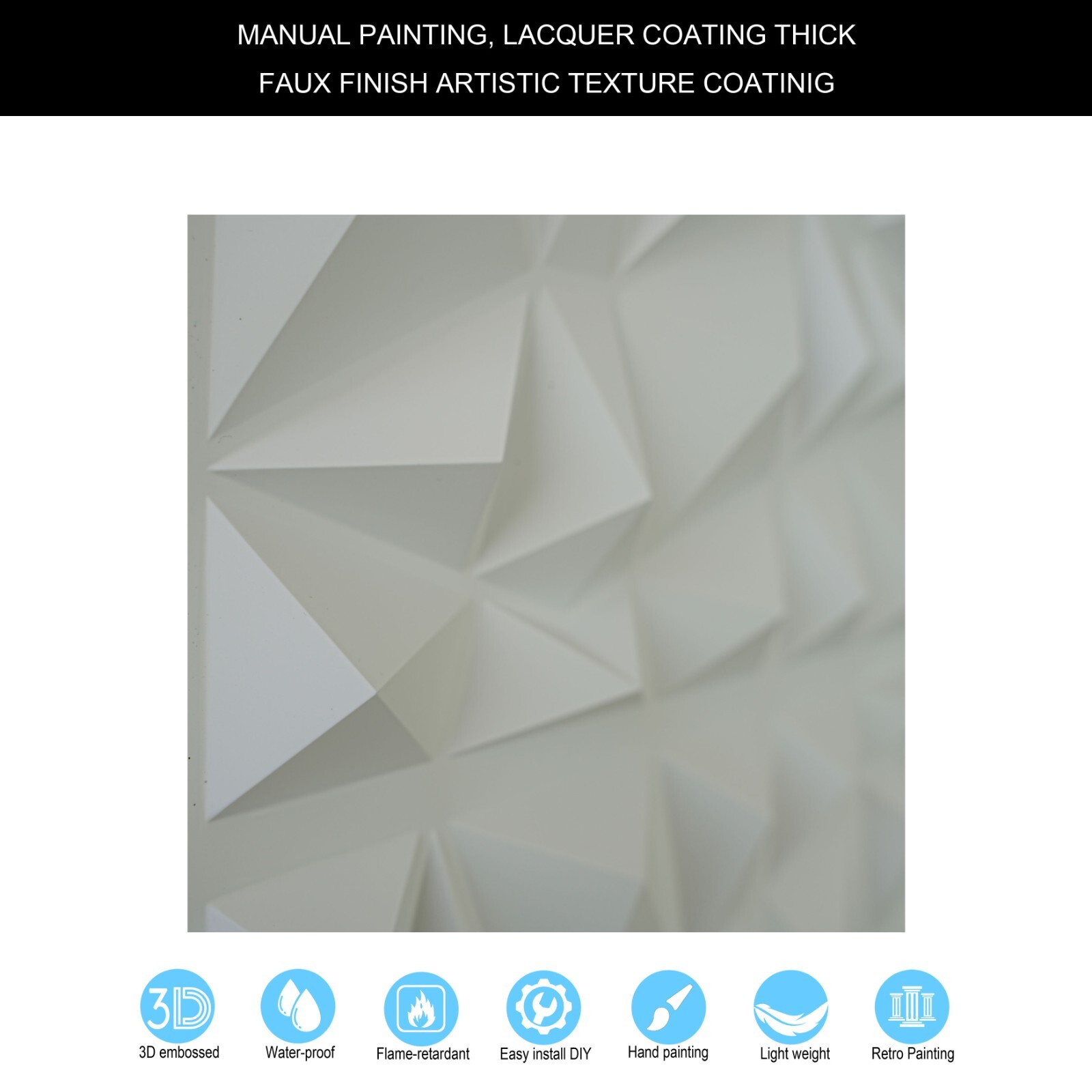 3D Embossed Wall Panels Modern designs Tiles PLM101 White matte 10pcs