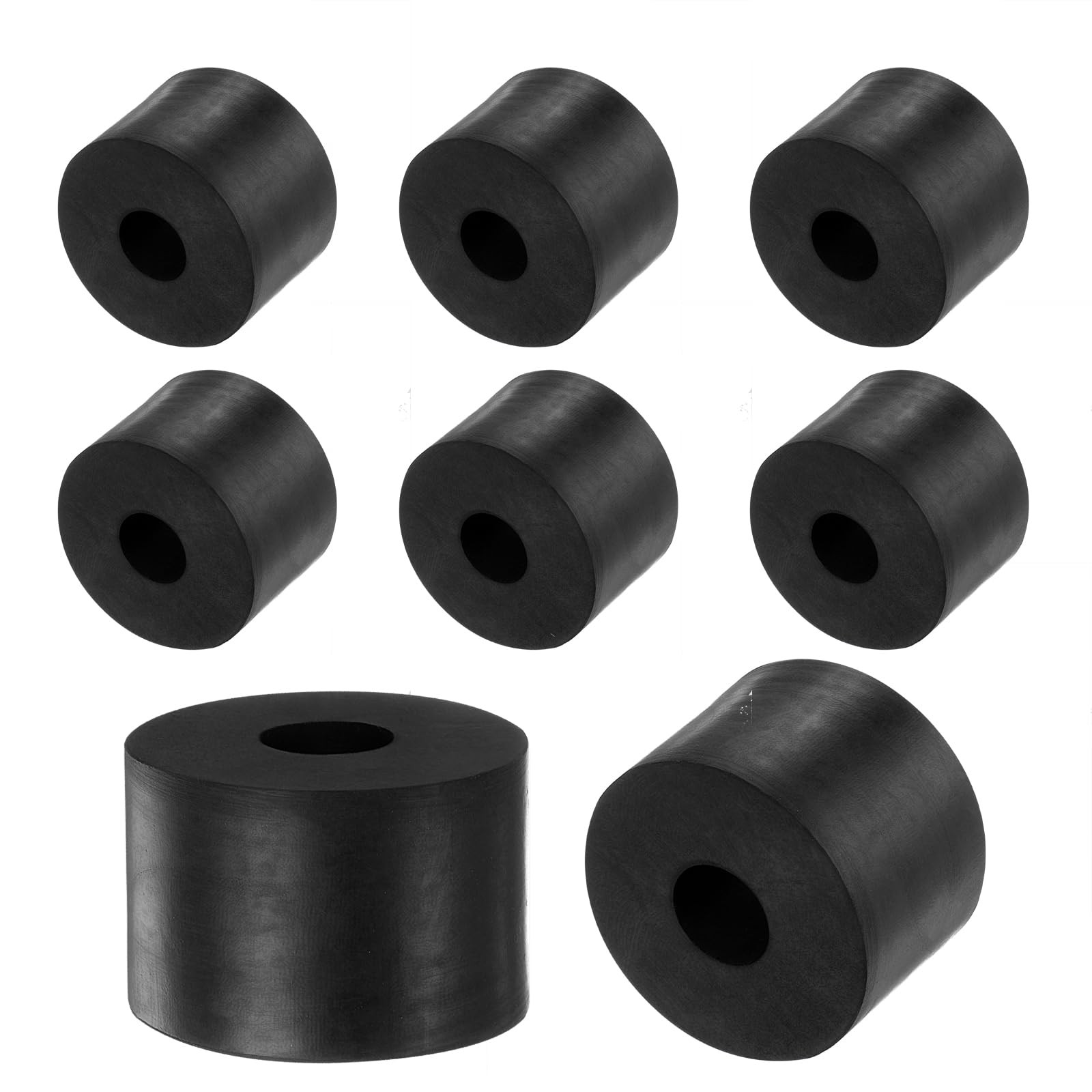 uxcell 8pcs Rubber Spacers 1-1/2″ OD, OD x 1/2″ ID x 1″ Height, Balck