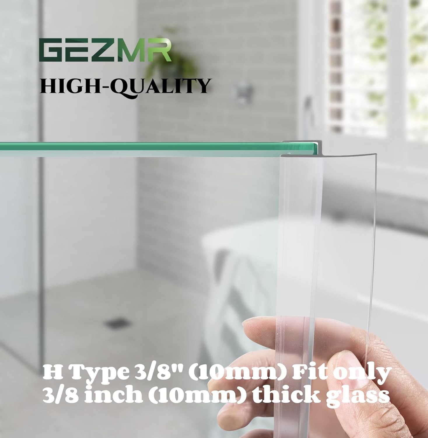 4-Pack Frameless Shower Door Side Seal H Type 3/8''(10mm), Clear