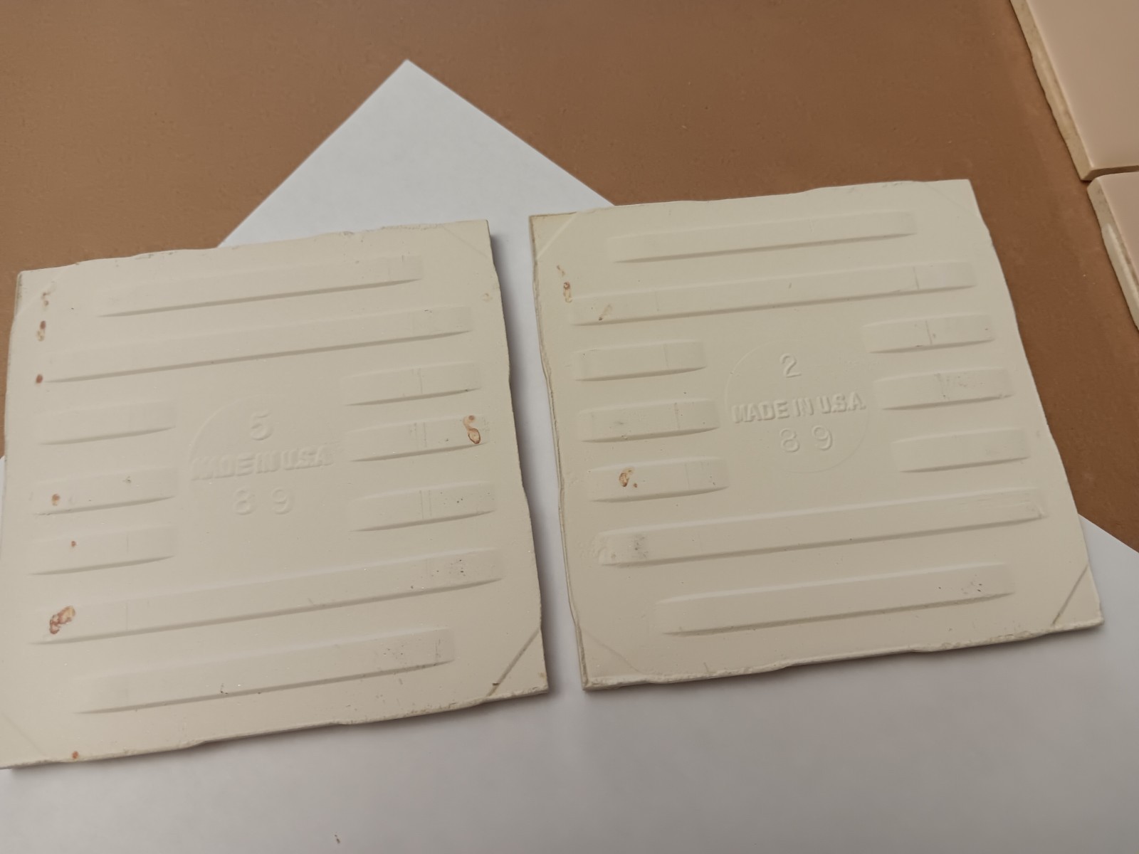 FAWN BEIGE Lot x 12 pcs. ROBERTSON Ceramic Tile Vintage MCM New Old Stock +MORE!