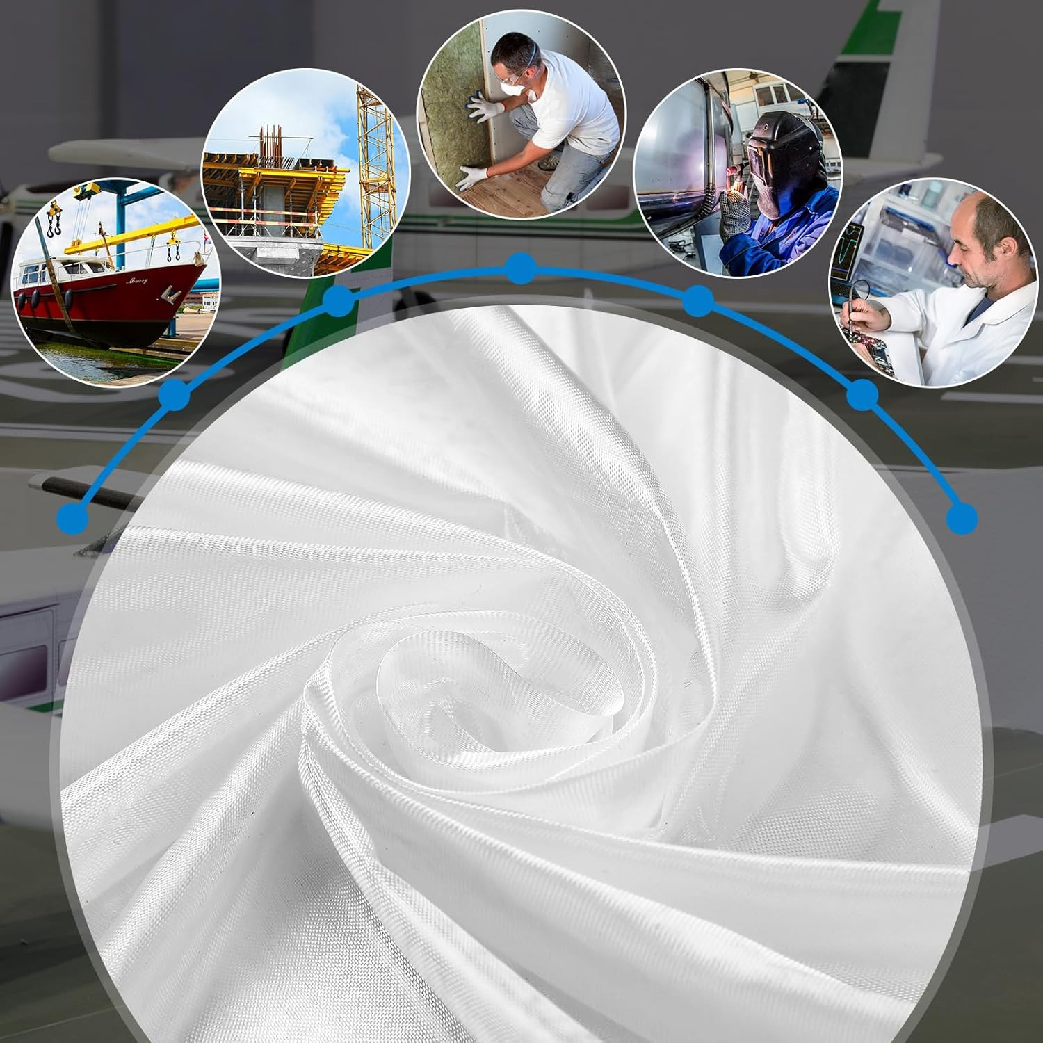 1 Pcs Lightweight Fiberglass Cloth 0.75 oz x 47 W x 80 plain weave
