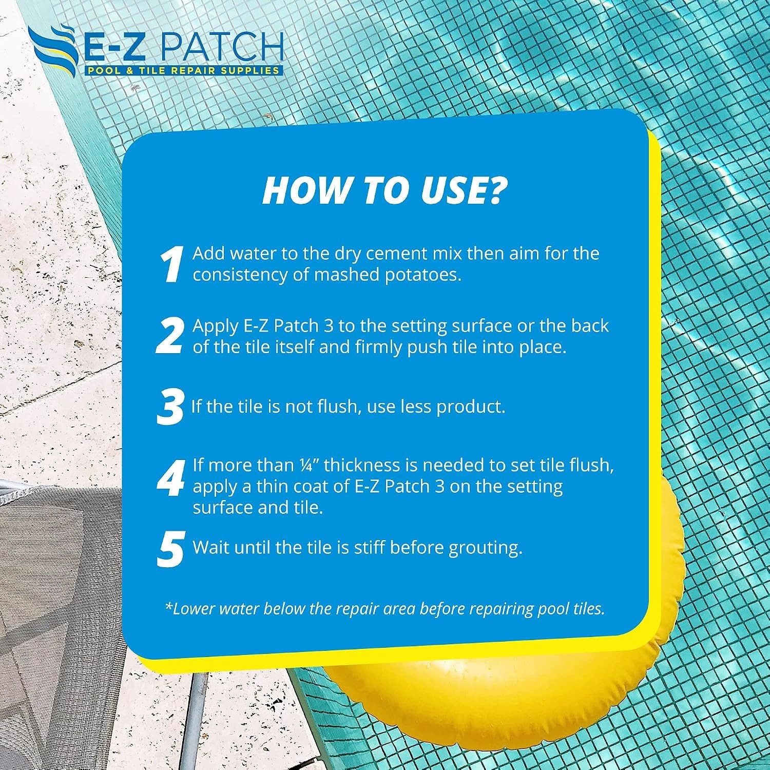 Waterproof Pool Tile Adhesive – 16 oz Container