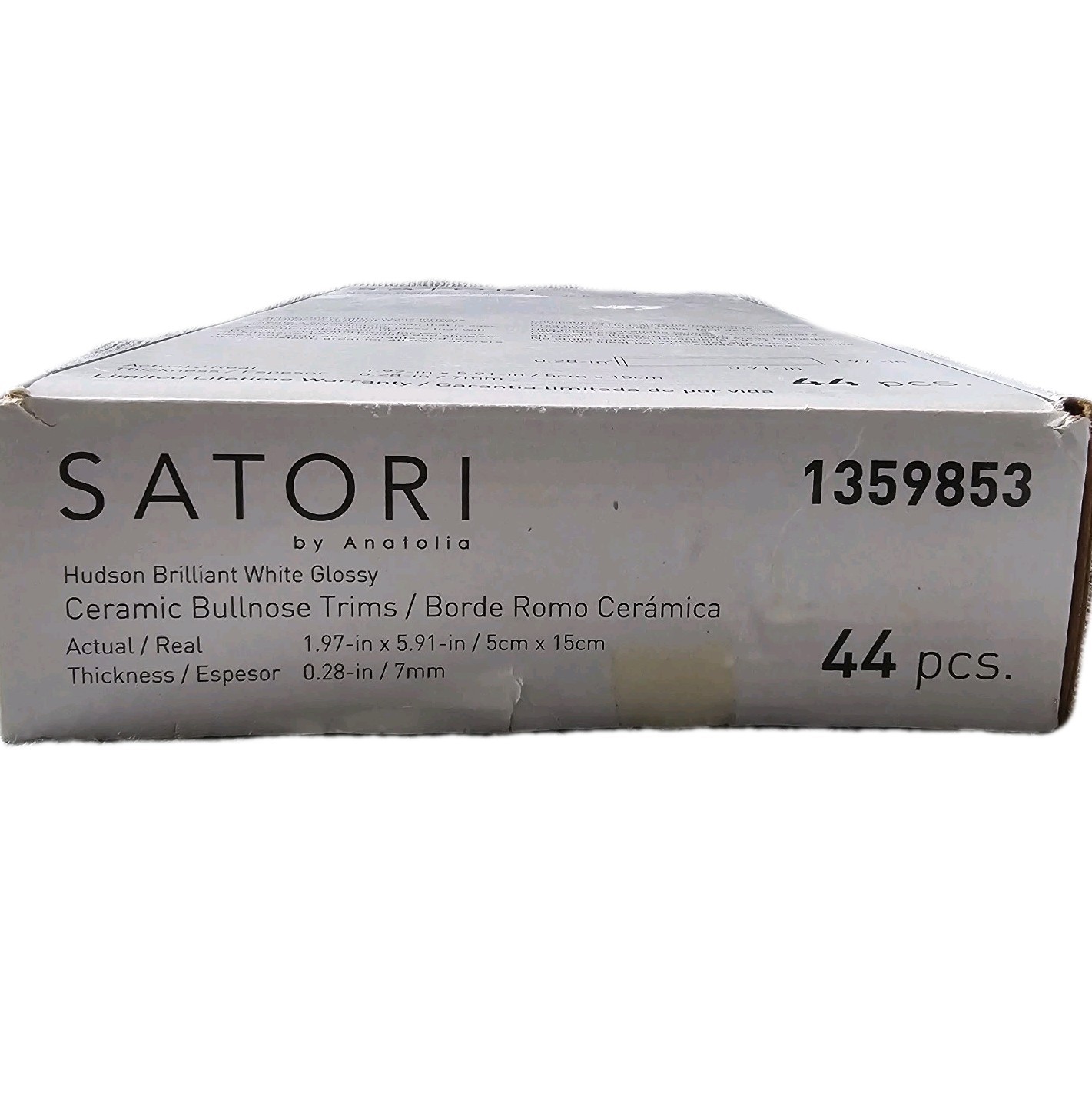 Satori Hudson White Subway Tile Glossy Ceramic Bullnose Trim Border Lot of 5