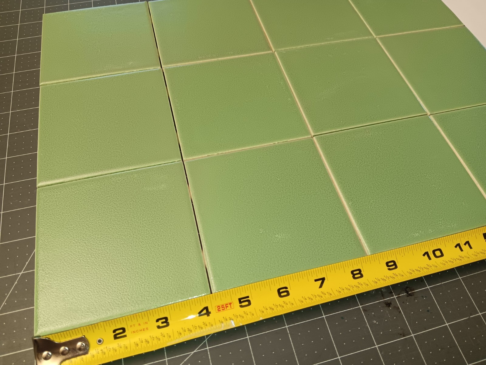 12 pc. Vintage Tile JADESHEEN GREEN CRYSTALLINE Bath Kitchen NOS American Olean