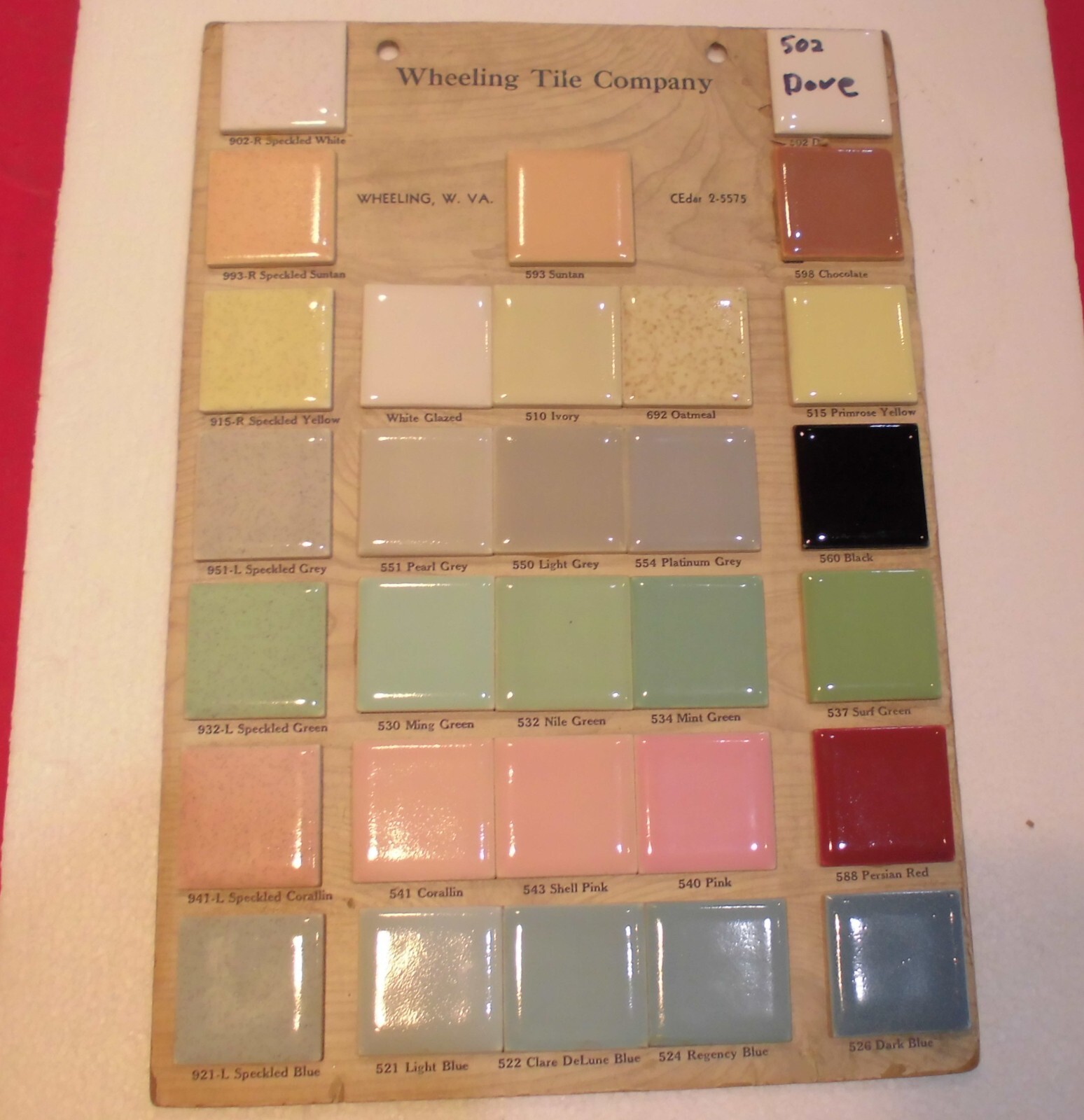 1 pc. Speckled Beige: 4-3/8″ Vintage Glossy Ceramic Tile by Wheeling Co. NEW