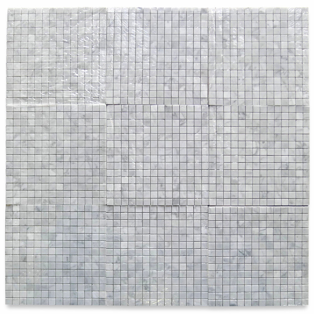 C23XP Carrara White Marble 3/4×3/4 Square Mosaic Tile Polished Venato Bianco
