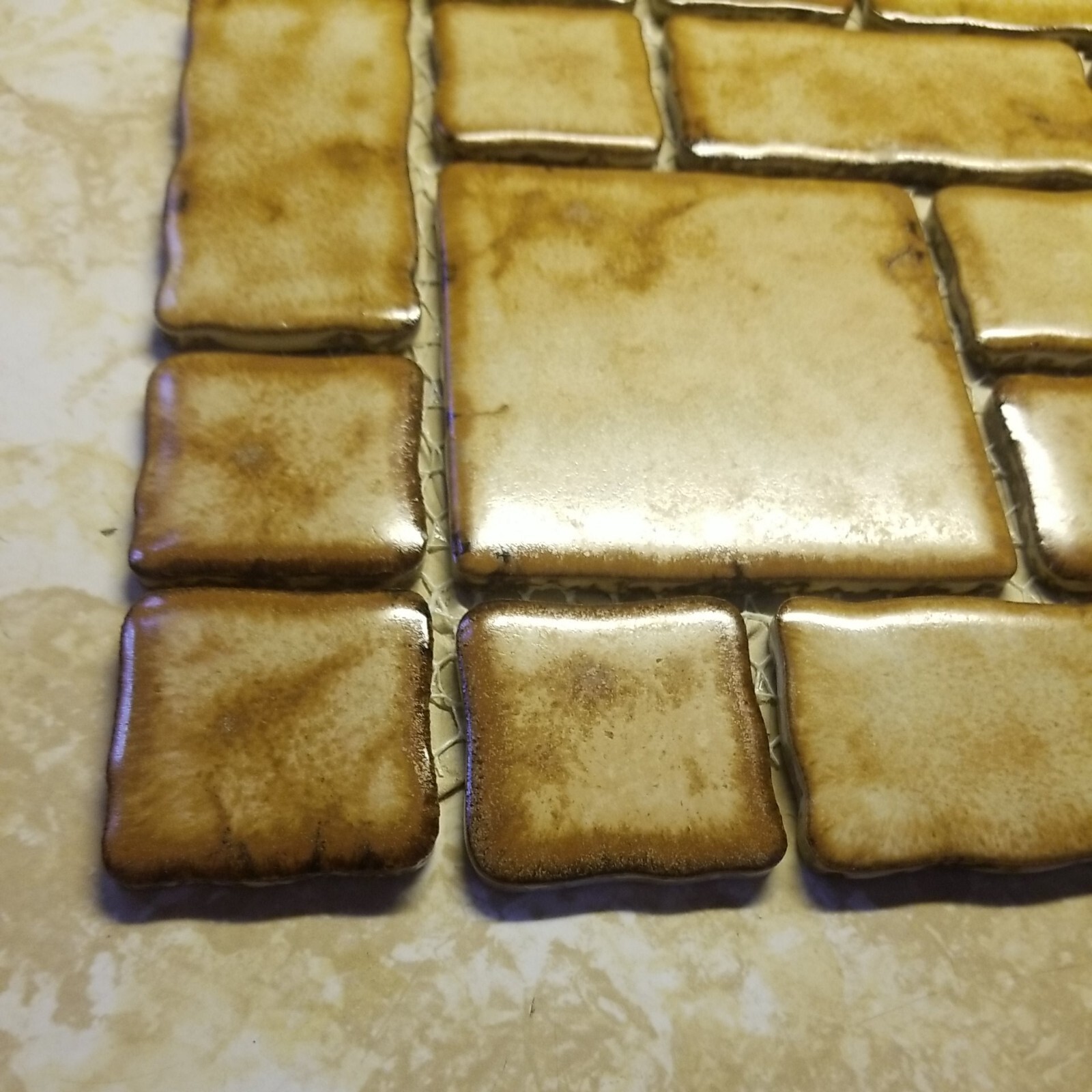 1 Sheet mesh 12 1/2″ various ceramic tiles Brown Wall Tile Backsplash strip