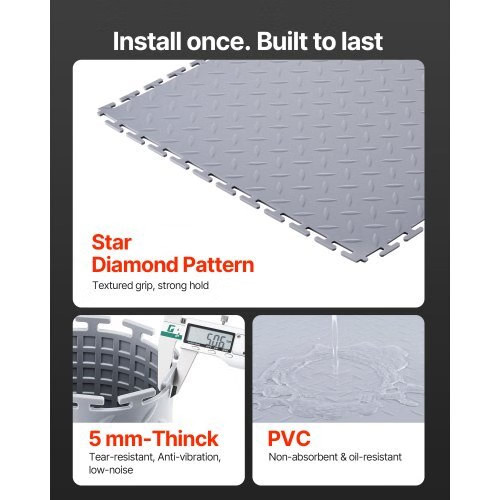 Garage Floor Tiles Interlocking, 16 Pack 20.2 x 20.2 x 0.2 in Interlocking Modul