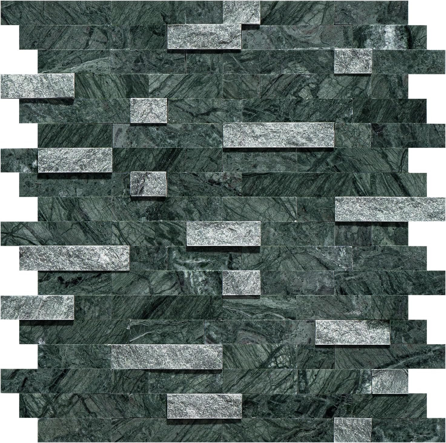 5-Sheet Peel and Stick Backsplash Tile, Natural Stone 3D Mosaic Wall Tile, India