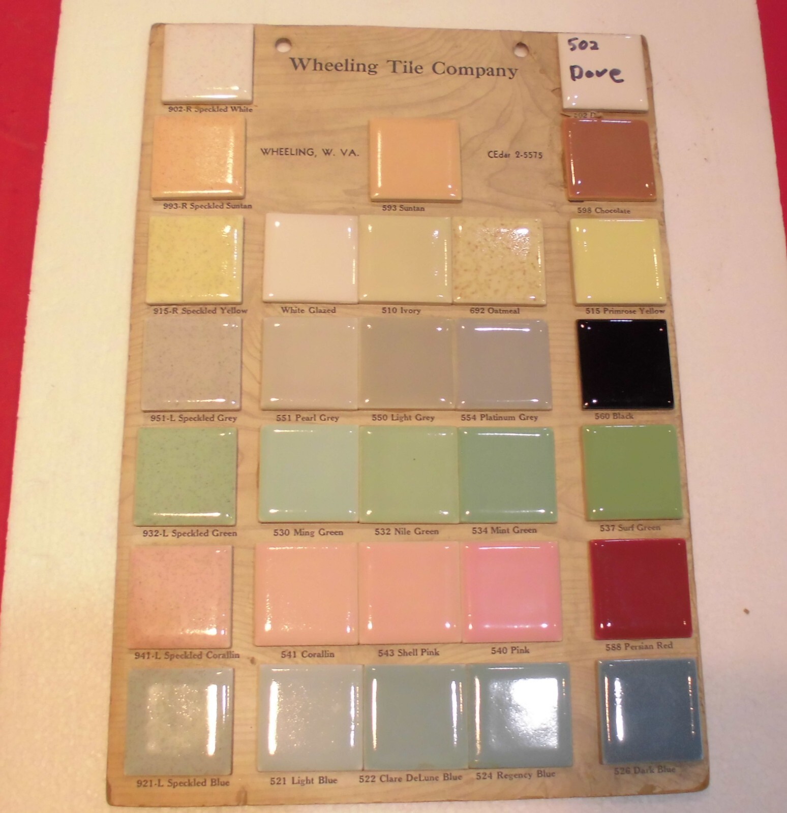 1 pc. Speckled Beige: 4-3/8″ Vintage Glossy Ceramic Tile by Wheeling Co. NEW