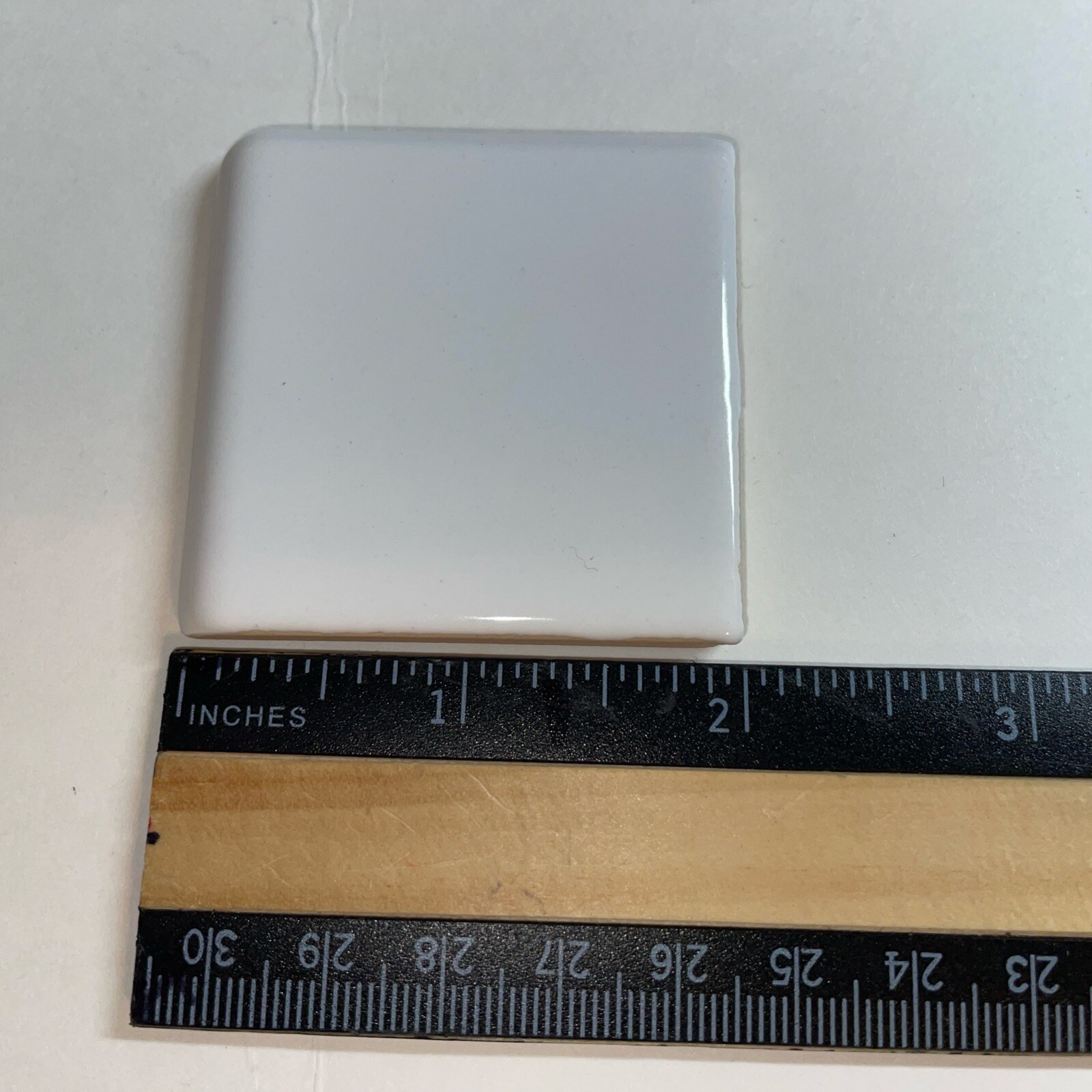 2 pcs. *Glossy Ice White* 2″ X 2″ X 5/16″ Ceramic Surface Bullnose Corner Tiles