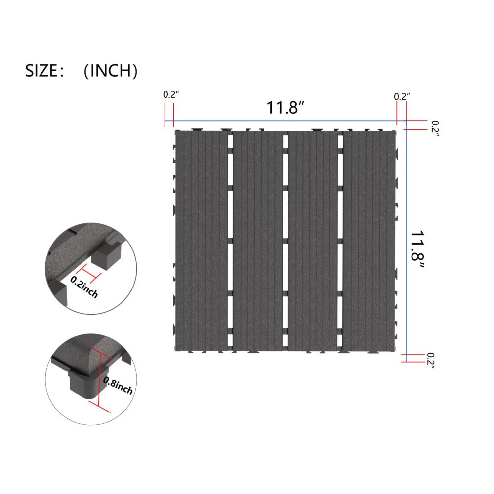 44PC 12″x12″ Interlock Patio Deck Tiles Waterproof Outdoor Flooring Garden Yard